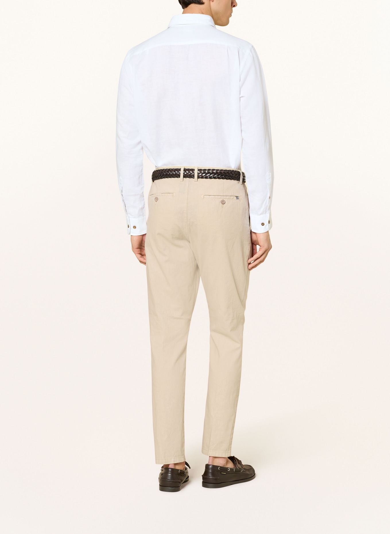 STROKESMAN'S Regular fit chino with linen: BEIGE