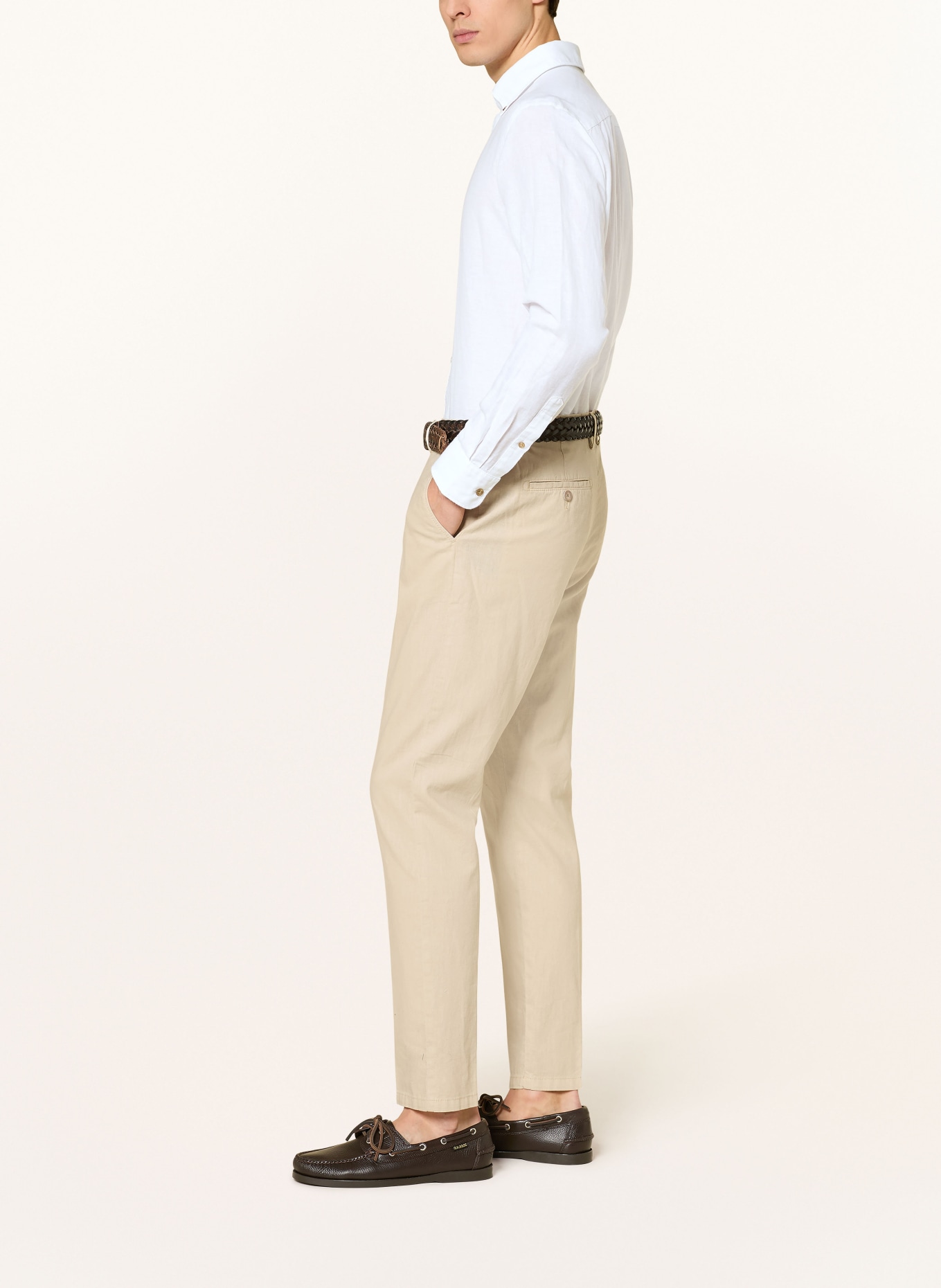 STROKESMAN'S Regular fit chino with linen: BEIGE