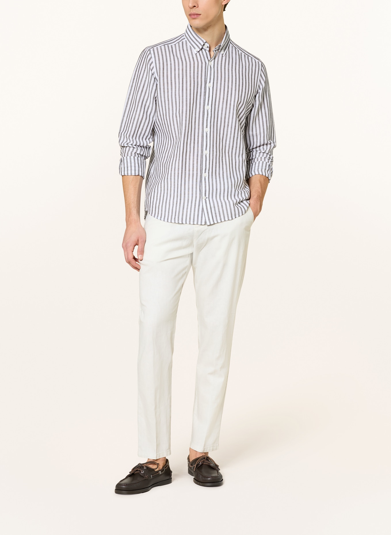 STROKESMAN'S Regular fit chino with linen: ECRU