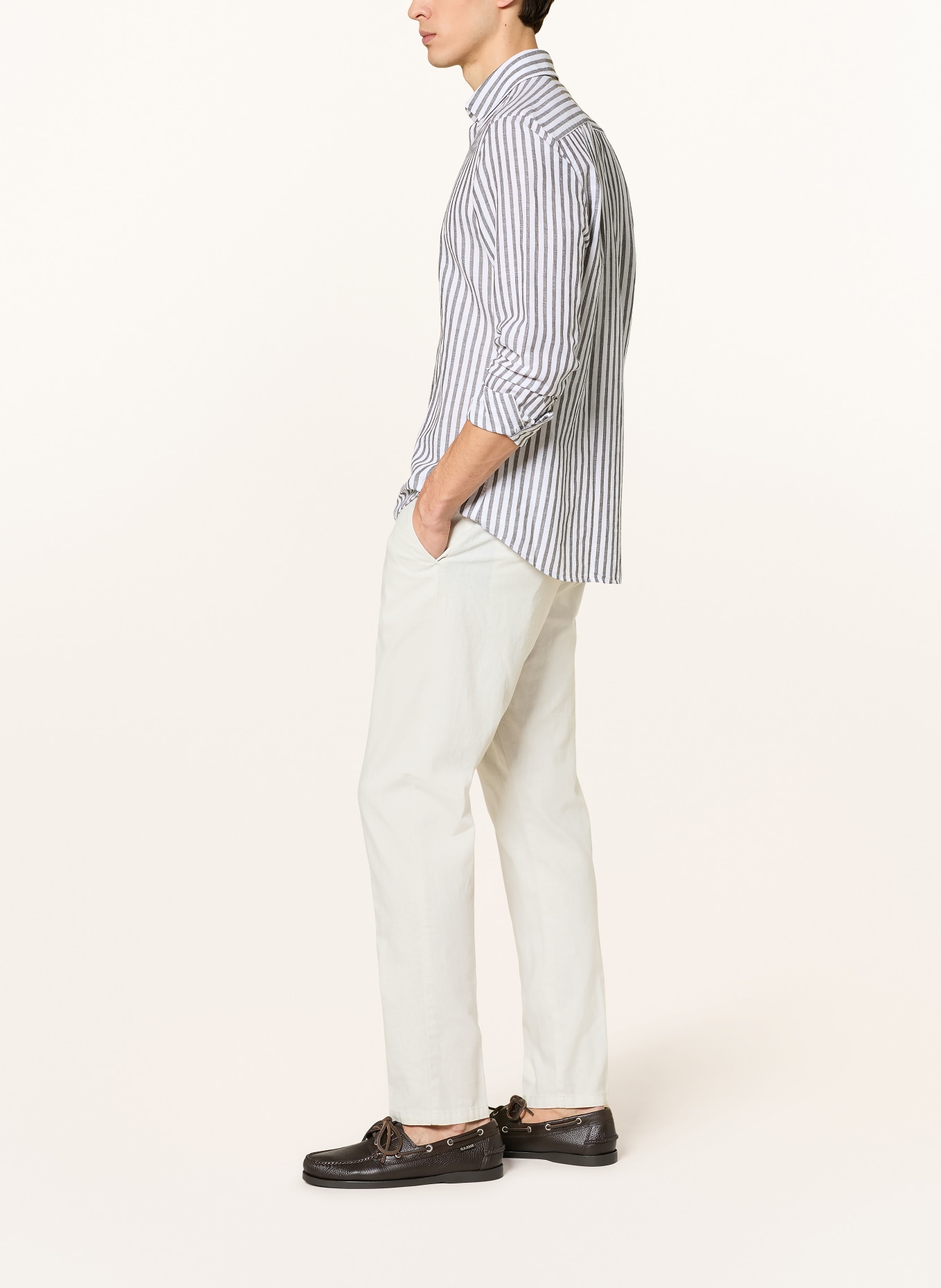 STROKESMAN'S Regular fit chino with linen: ECRU