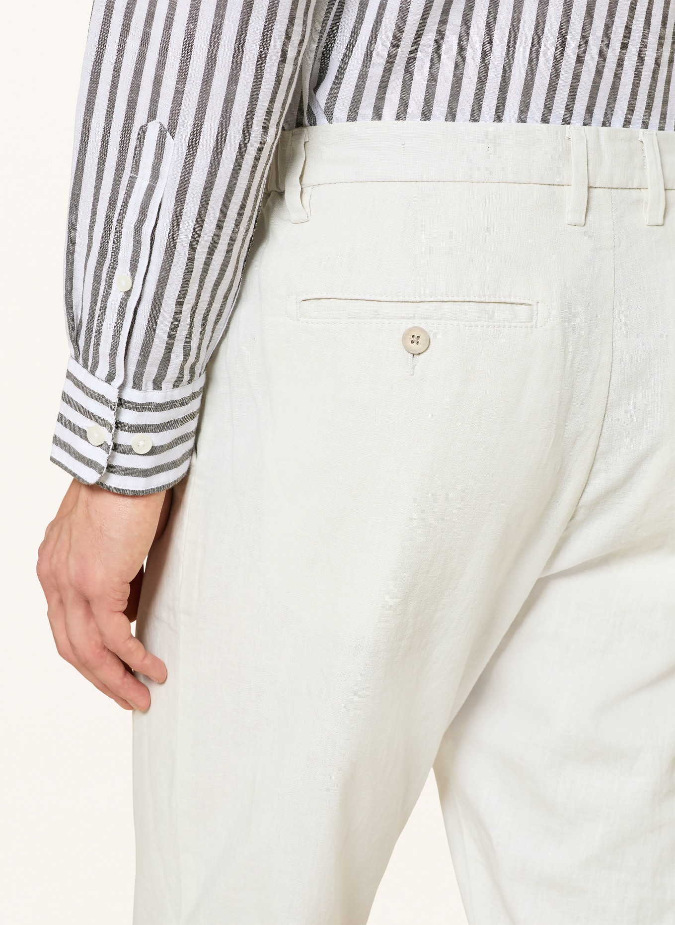 STROKESMAN'S Regular fit chino with linen: ECRU