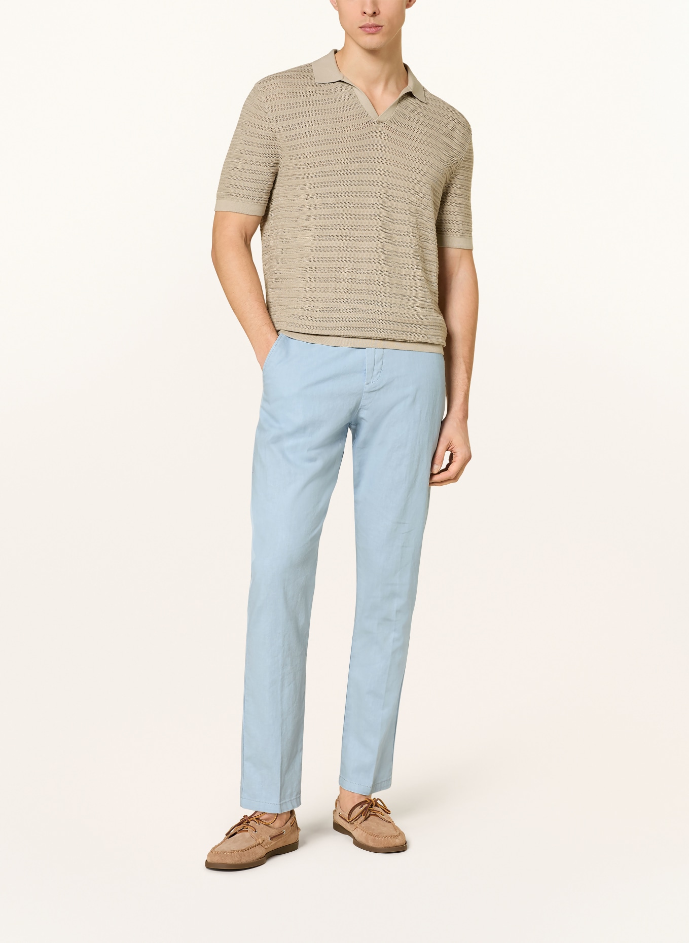 STROKESMAN'S Regular fit chino with linen: LIGHT BLUE