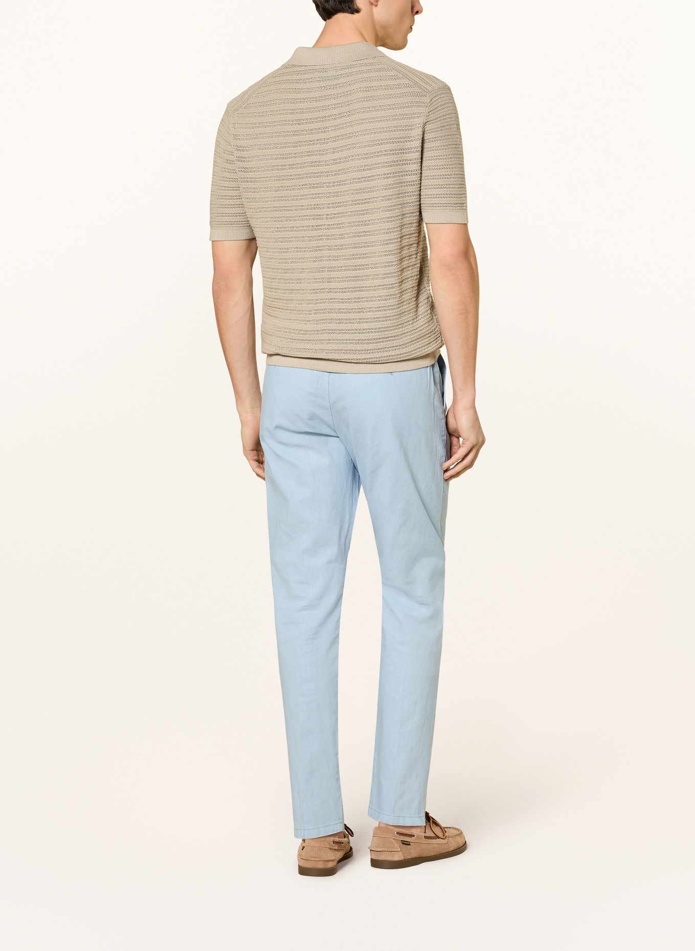 STROKESMAN'S Regular fit chino with linen: LIGHT BLUE