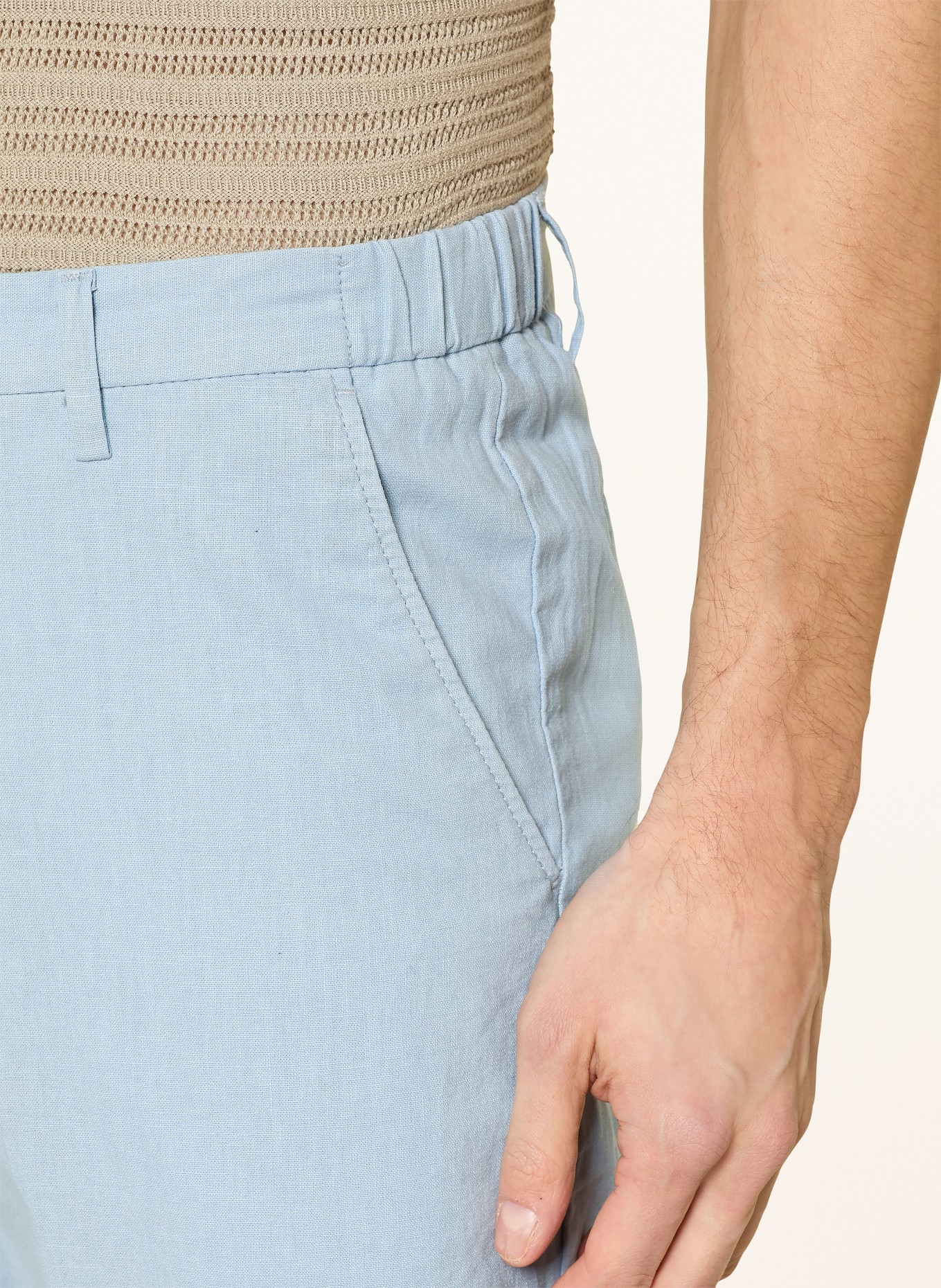 STROKESMAN'S Regular fit chino with linen: LIGHT BLUE