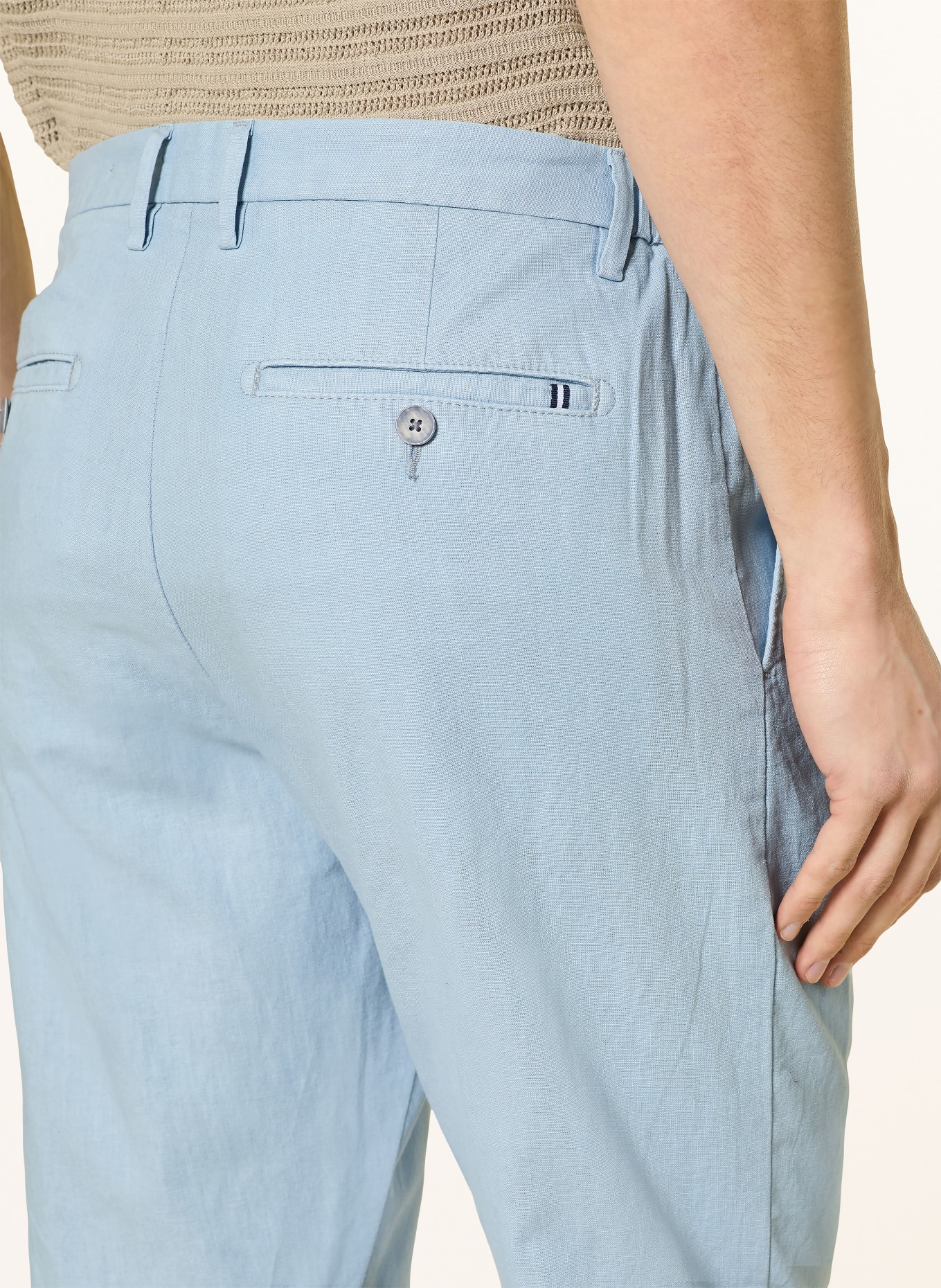 STROKESMAN'S Regular fit chino with linen: LIGHT BLUE