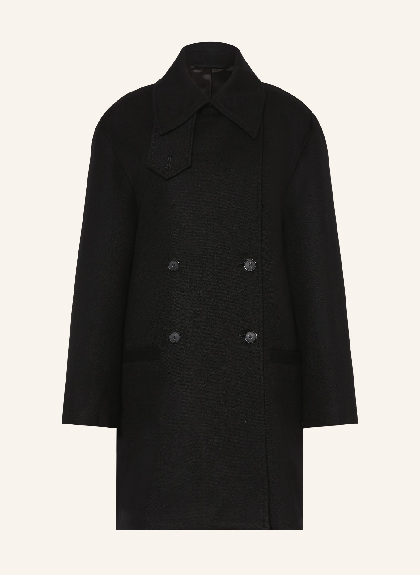 TOTEME vlněný kabát: ČERNÁ