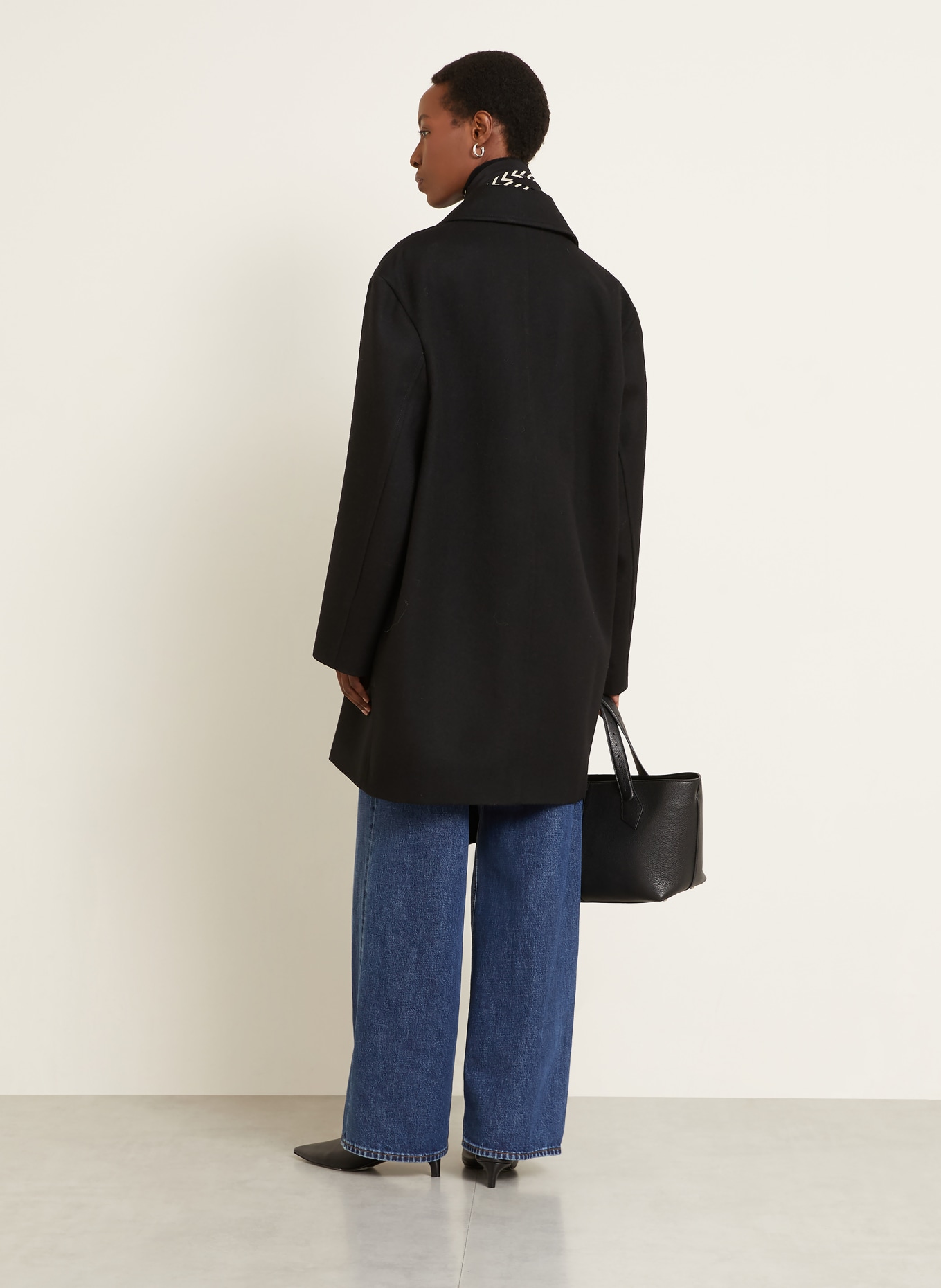 TOTEME vlněný kabát: ČERNÁ