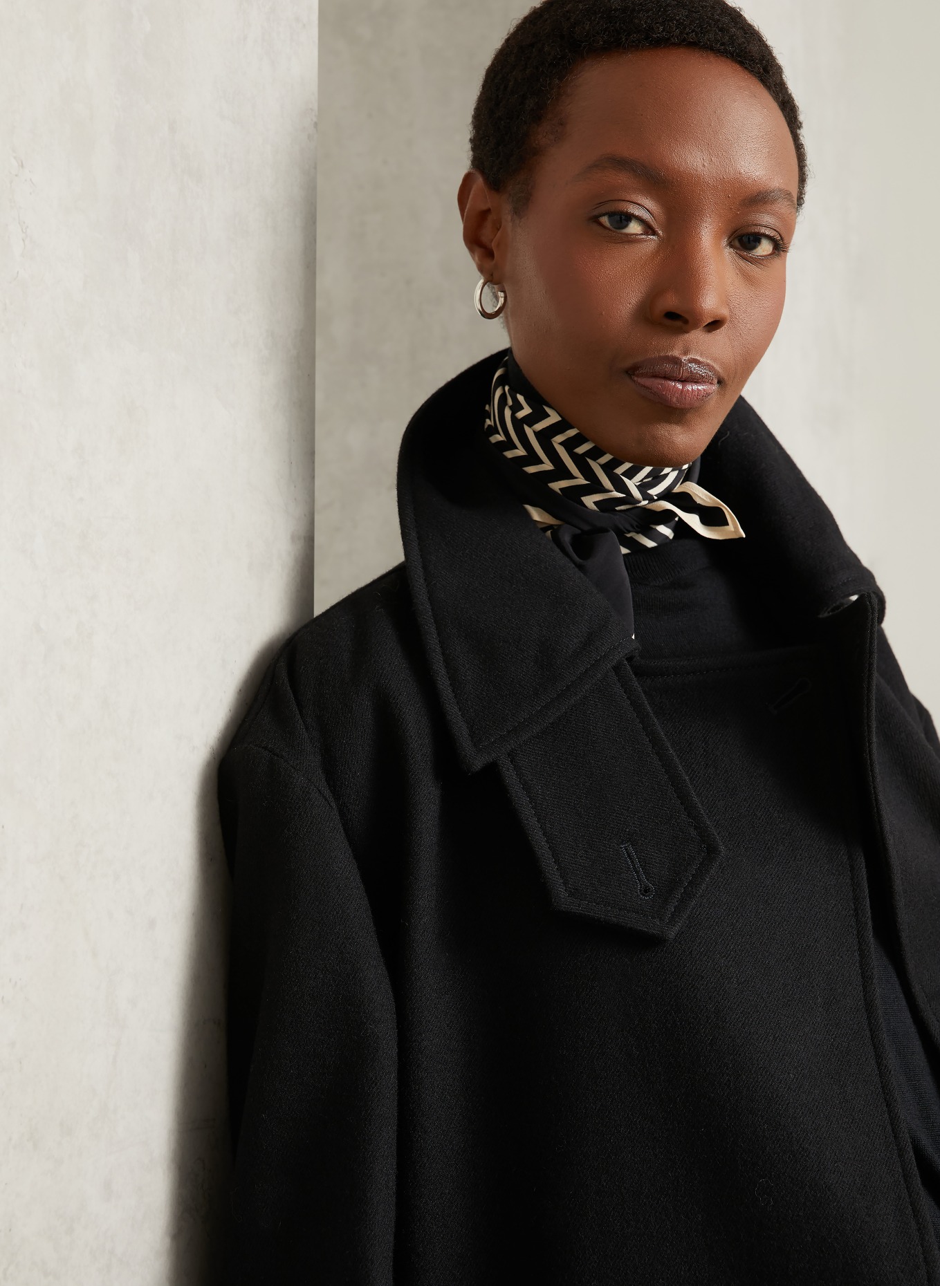 TOTEME vlněný kabát: ČERNÁ