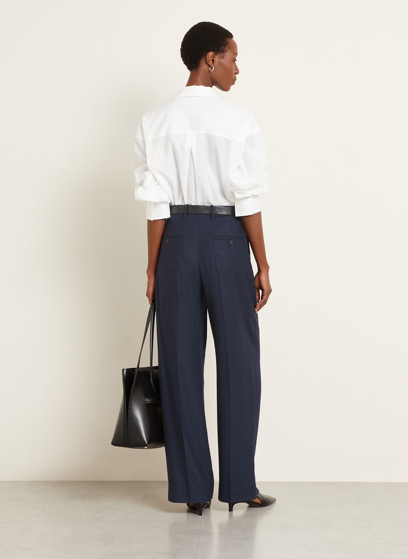 TOTEME Marlenehose aus Flannel: DUNKELBLAU