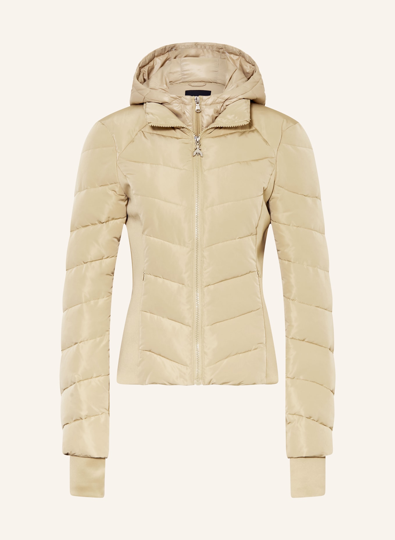 PATRIZIA PEPE Steppjacke im Materialmix mit herausnehmbarer Blende: KHAKI