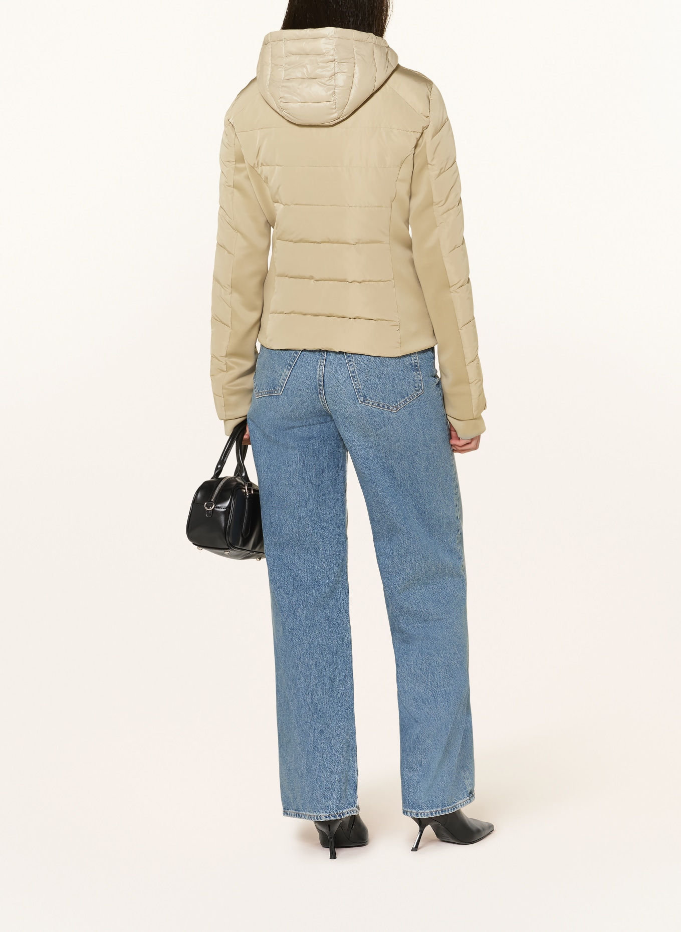 PATRIZIA PEPE Steppjacke im Materialmix mit herausnehmbarer Blende: KHAKI