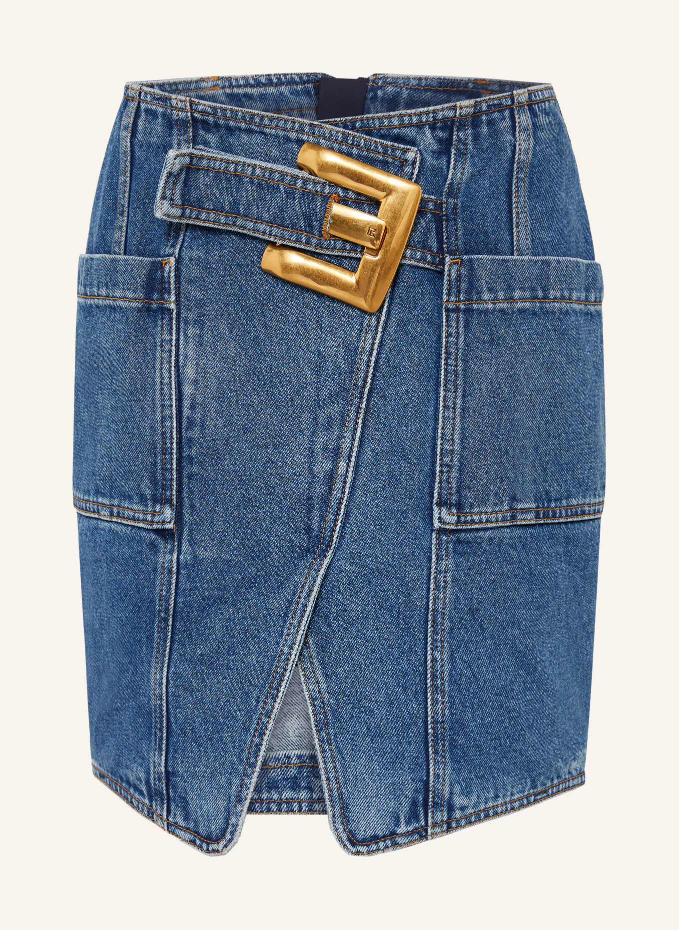 BALMAIN Jeansrock in Wickeloptik: BLAU