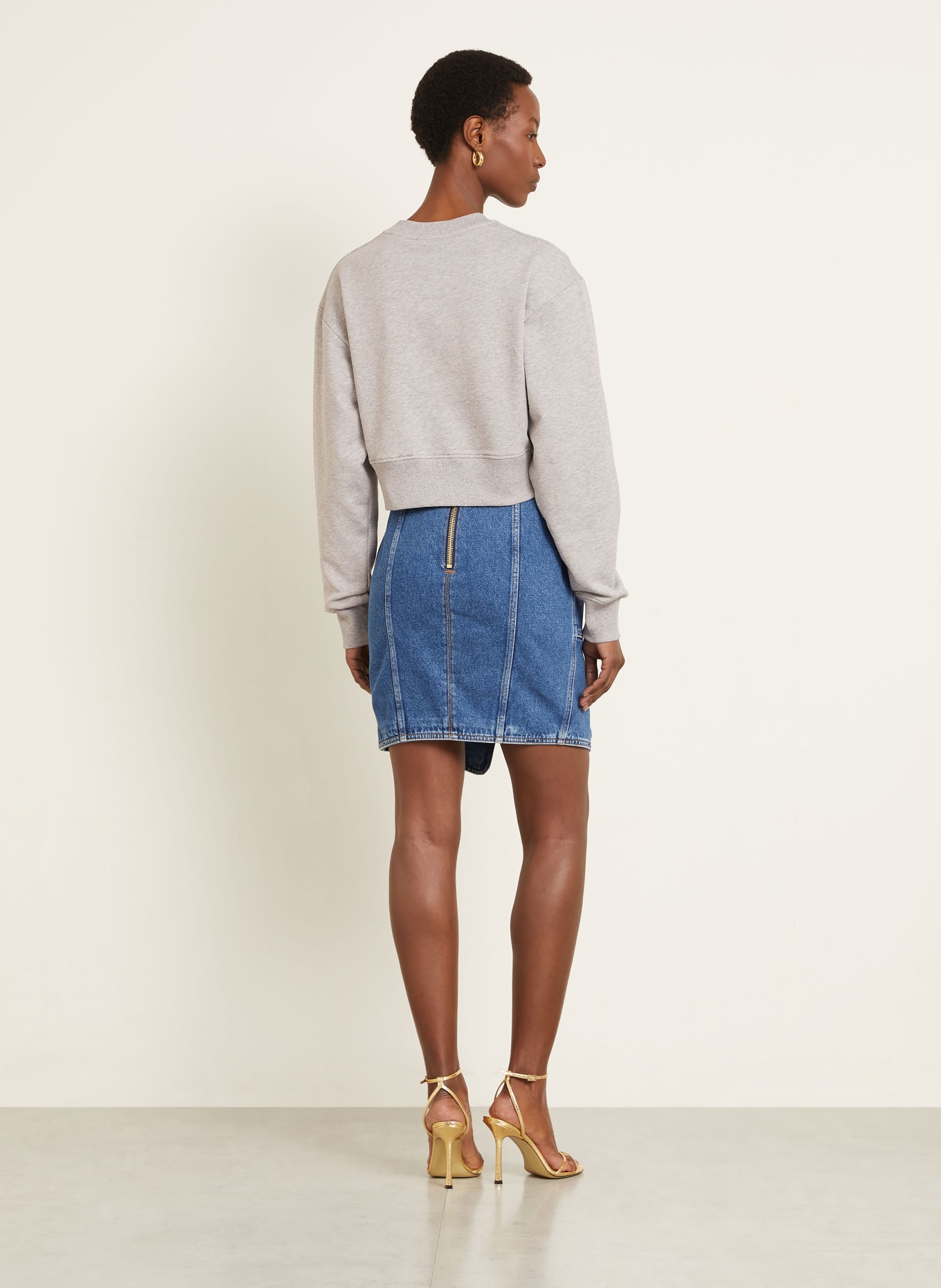 BALMAIN sweatshirt: LIGHT GRAY / ROSE