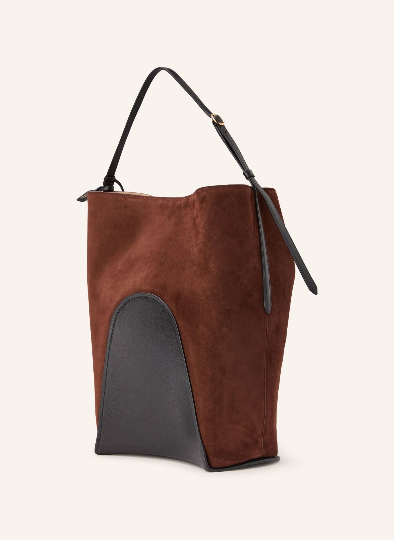 ALAÏA Taška přes rameno BUCKET s pouzdrem: TMAVĚ HNĚDÁ / ČERNÁ