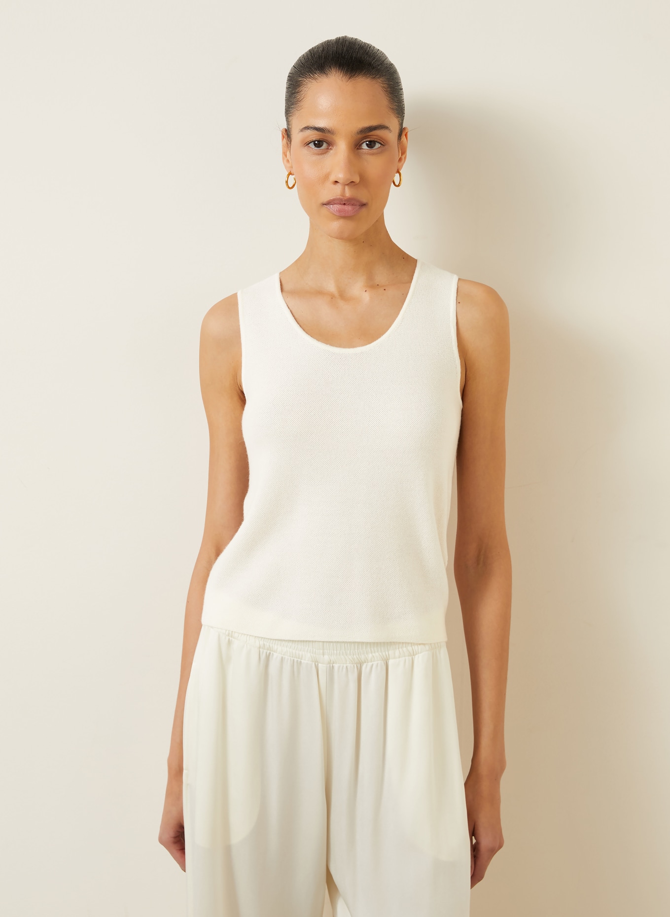 IRIS von ARNIM Pletený top THYRA z kašmíru a hedvábí: KRÉMOVÁ