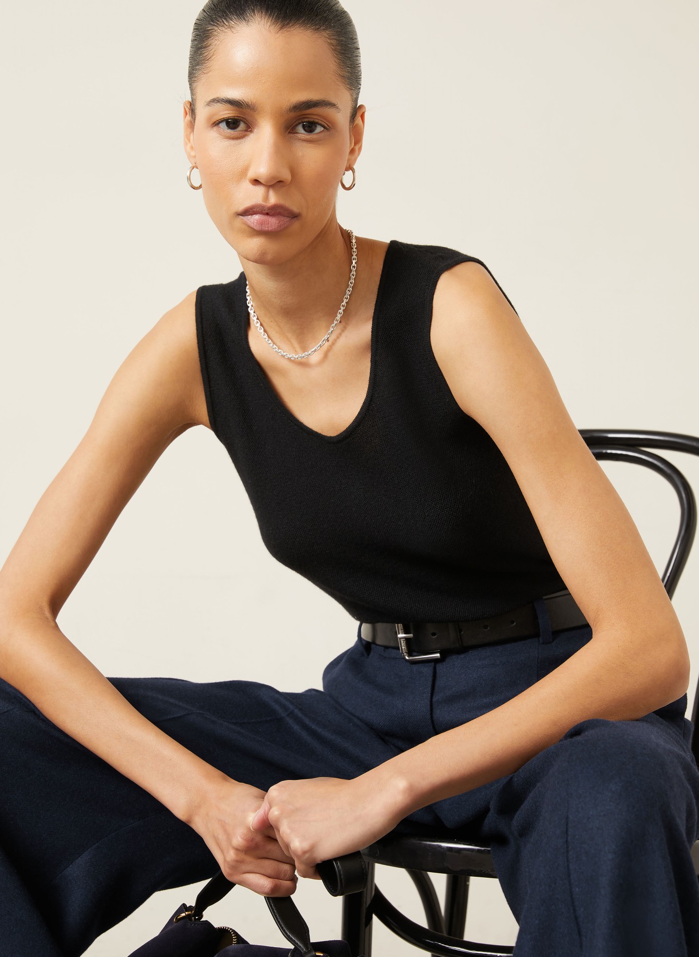 IRIS von ARNIM THYRA knitted top made of cashmere with silk: BLACK