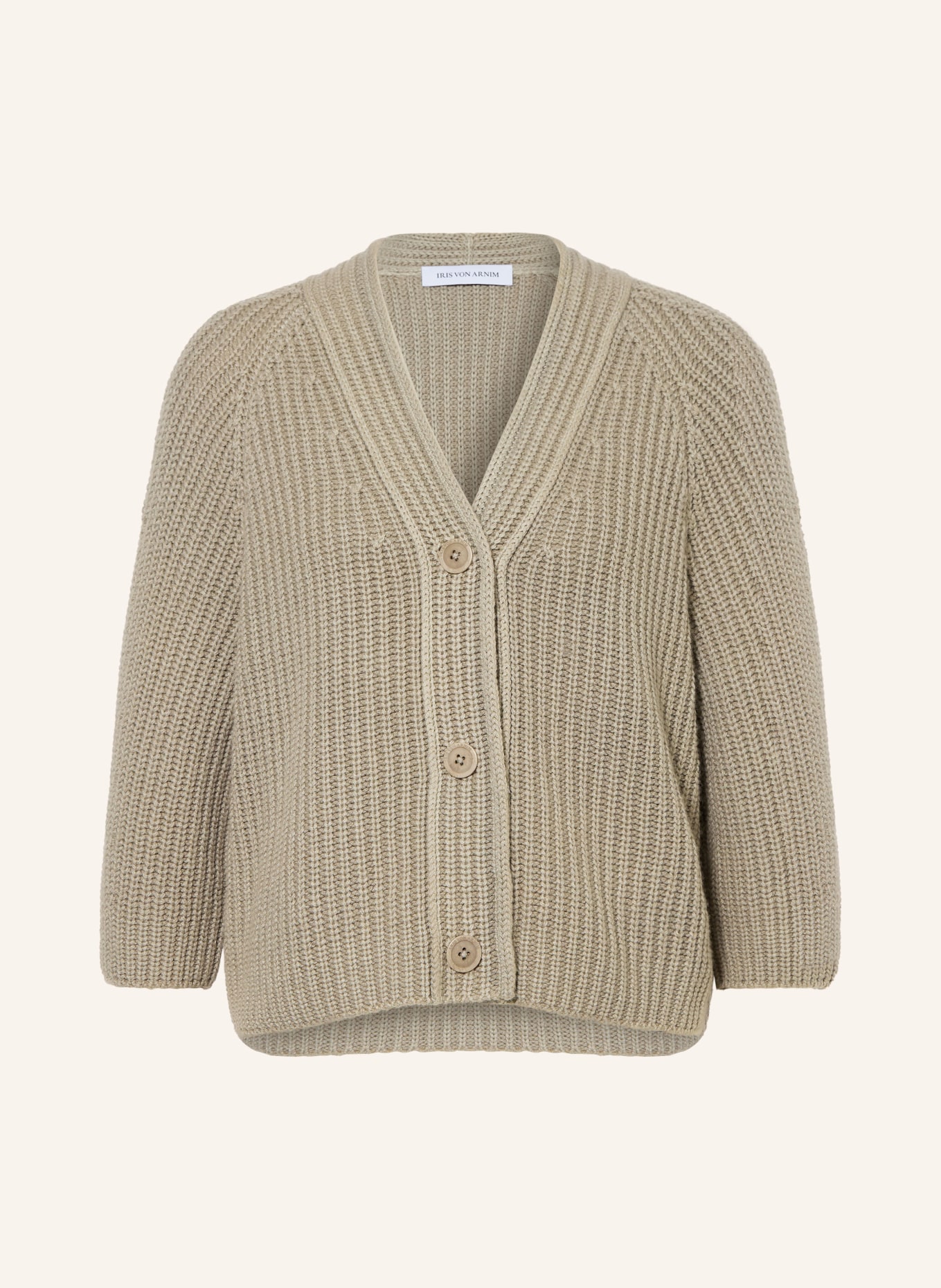IRIS von ARNIM Strickjacke FALLOU aus Cashmere mit 3/4-Arm: KHAKI