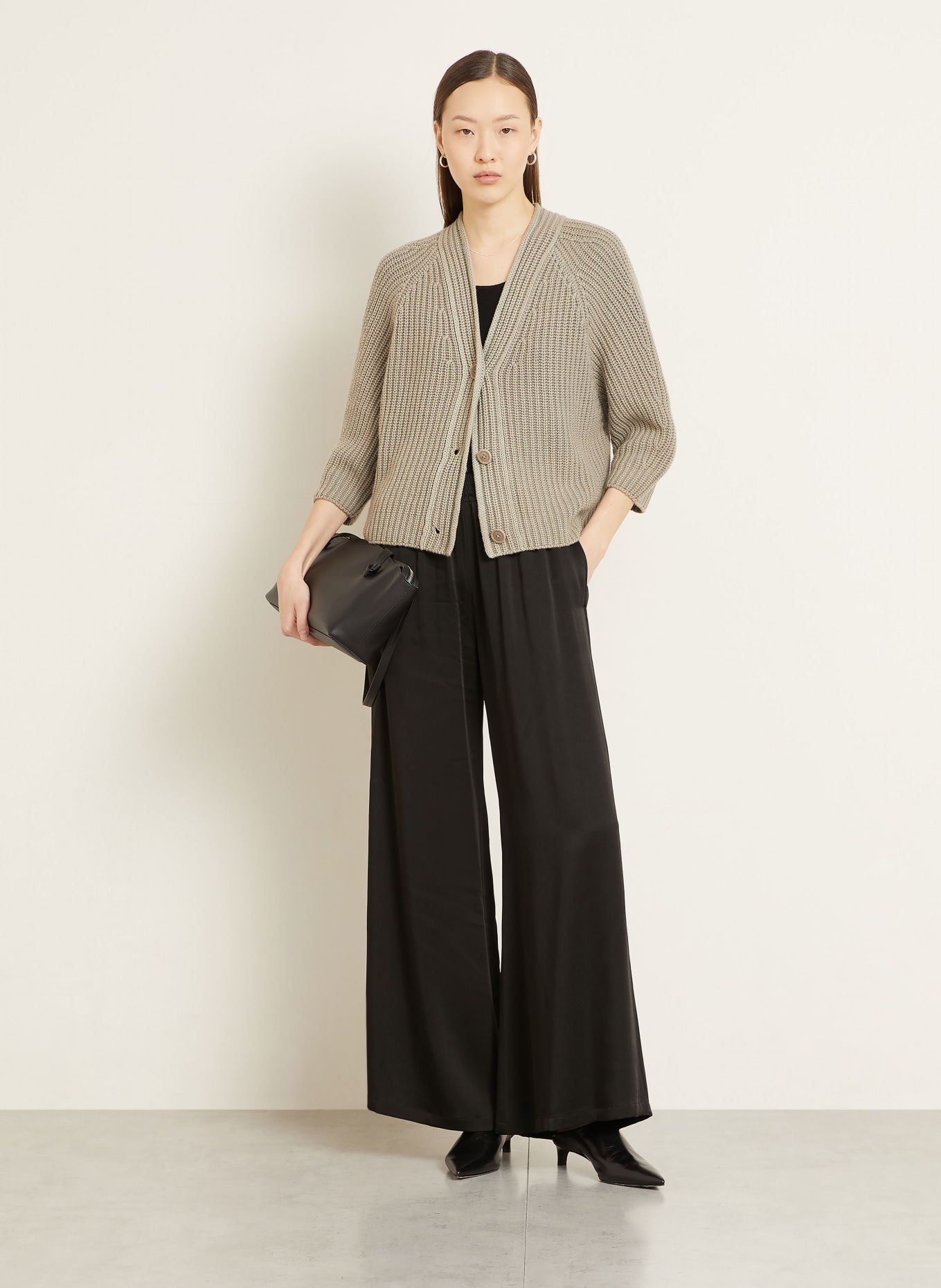 IRIS von ARNIM Strickjacke FALLOU aus Cashmere mit 3/4-Arm: KHAKI