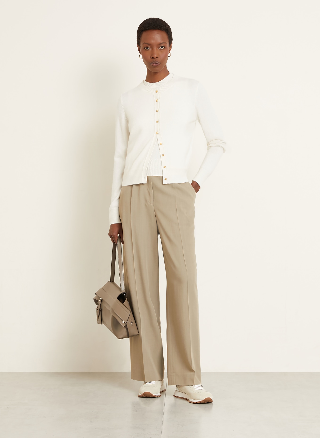 IRIS von ARNIM Set ODELIA: Top und Strickjacke mit Cashmere: ECRU