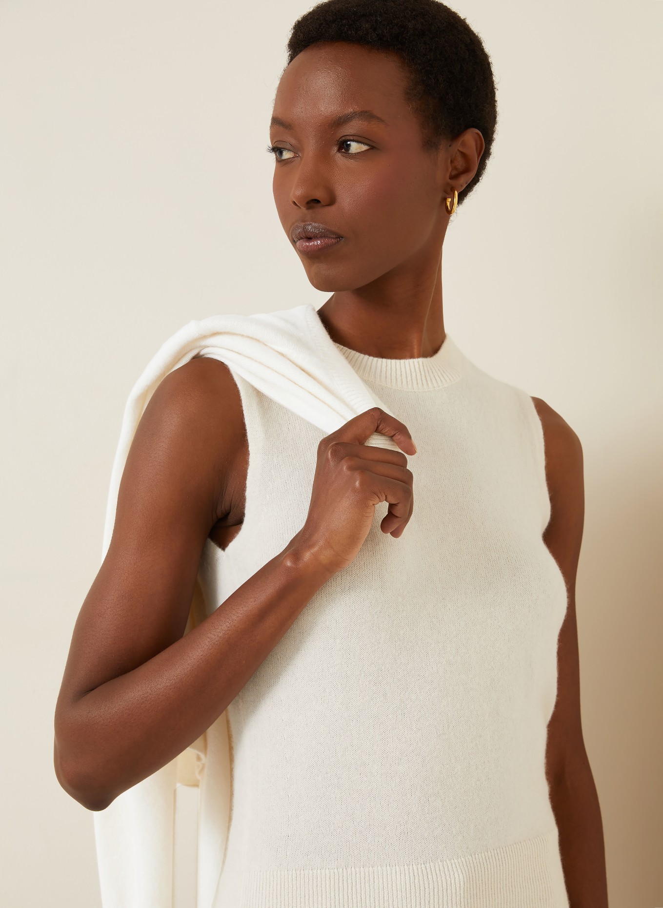 IRIS von ARNIM Set ODELIA: Top und Strickjacke mit Cashmere: ECRU