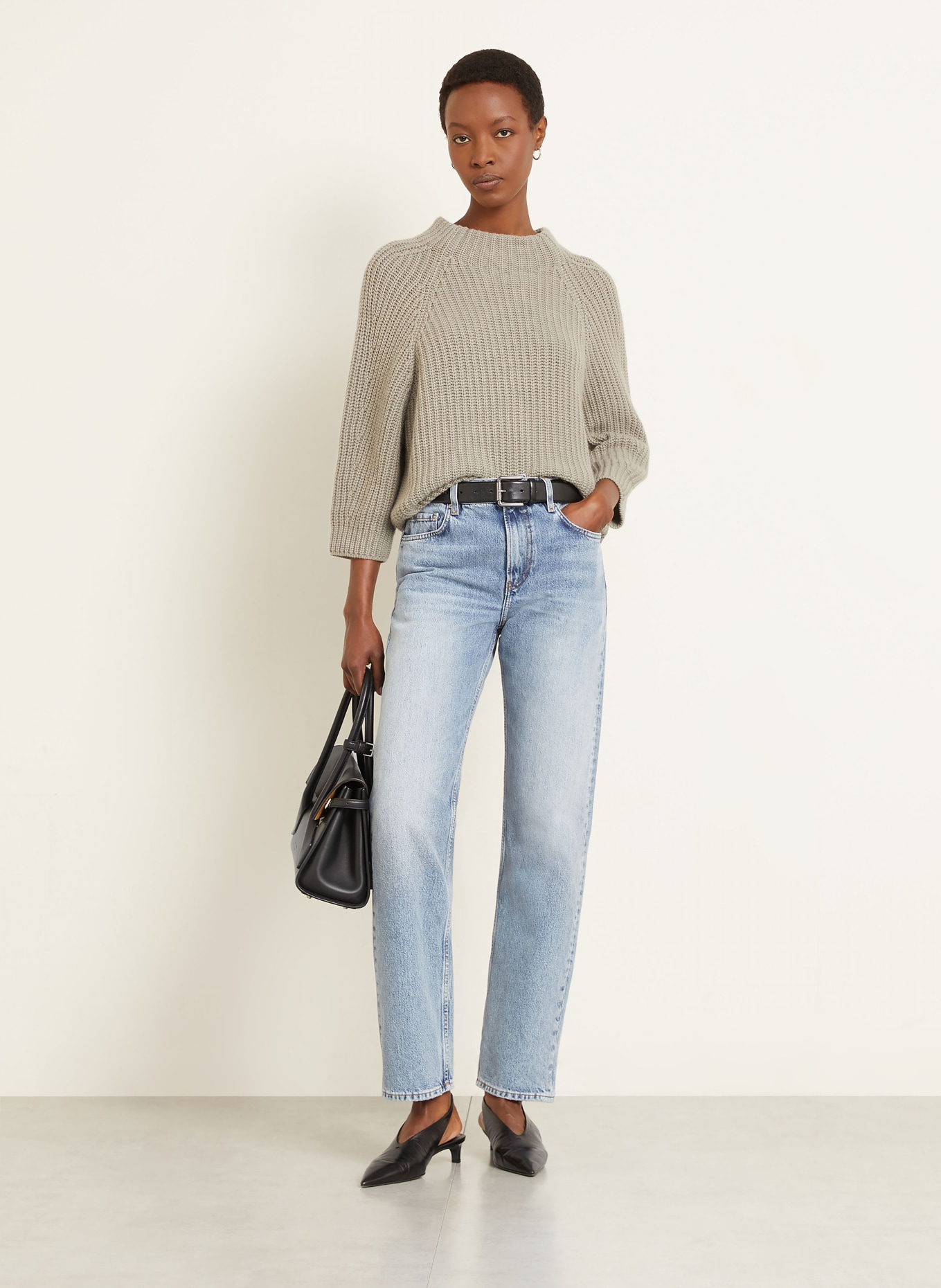 IRIS von ARNIM Sweter z kaszmiru FALLOU z rękawami 3/4: KHAKI