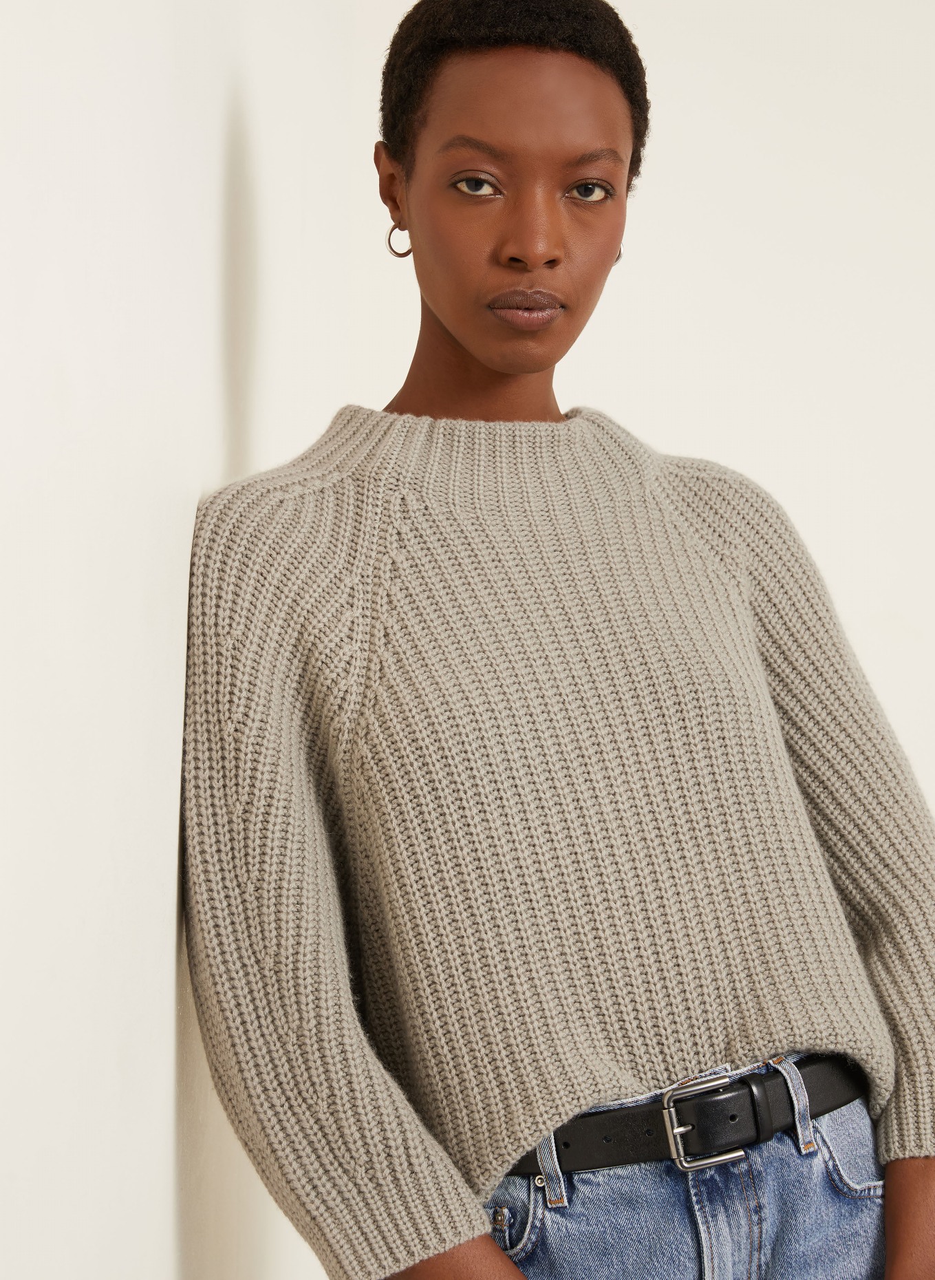 IRIS von ARNIM Sweter z kaszmiru FALLOU z rękawami 3/4: KHAKI