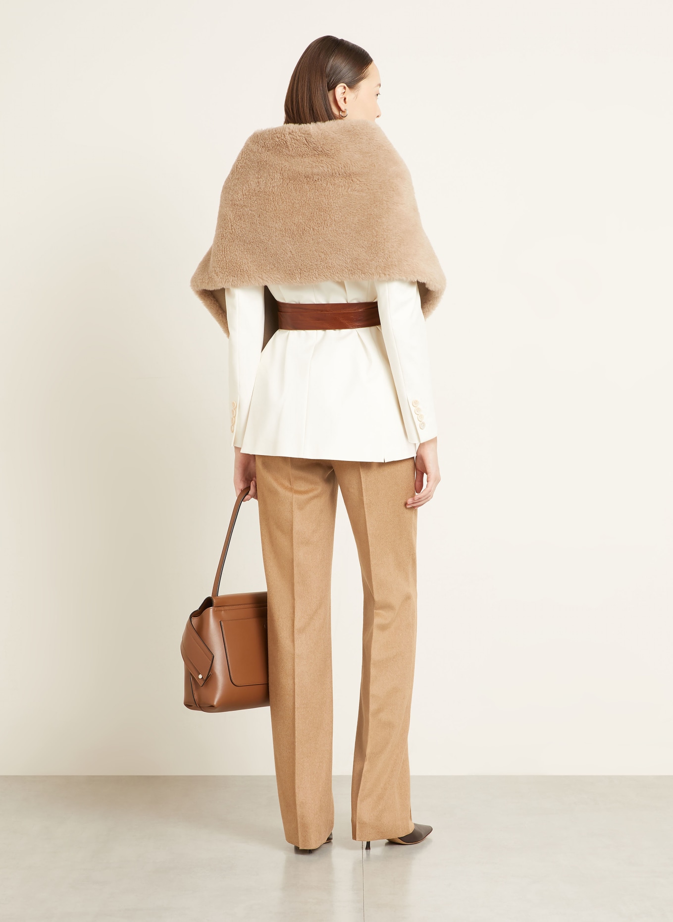 Max Mara Teddyfell-Stola LAUTO mit Alpaka: CAMEL