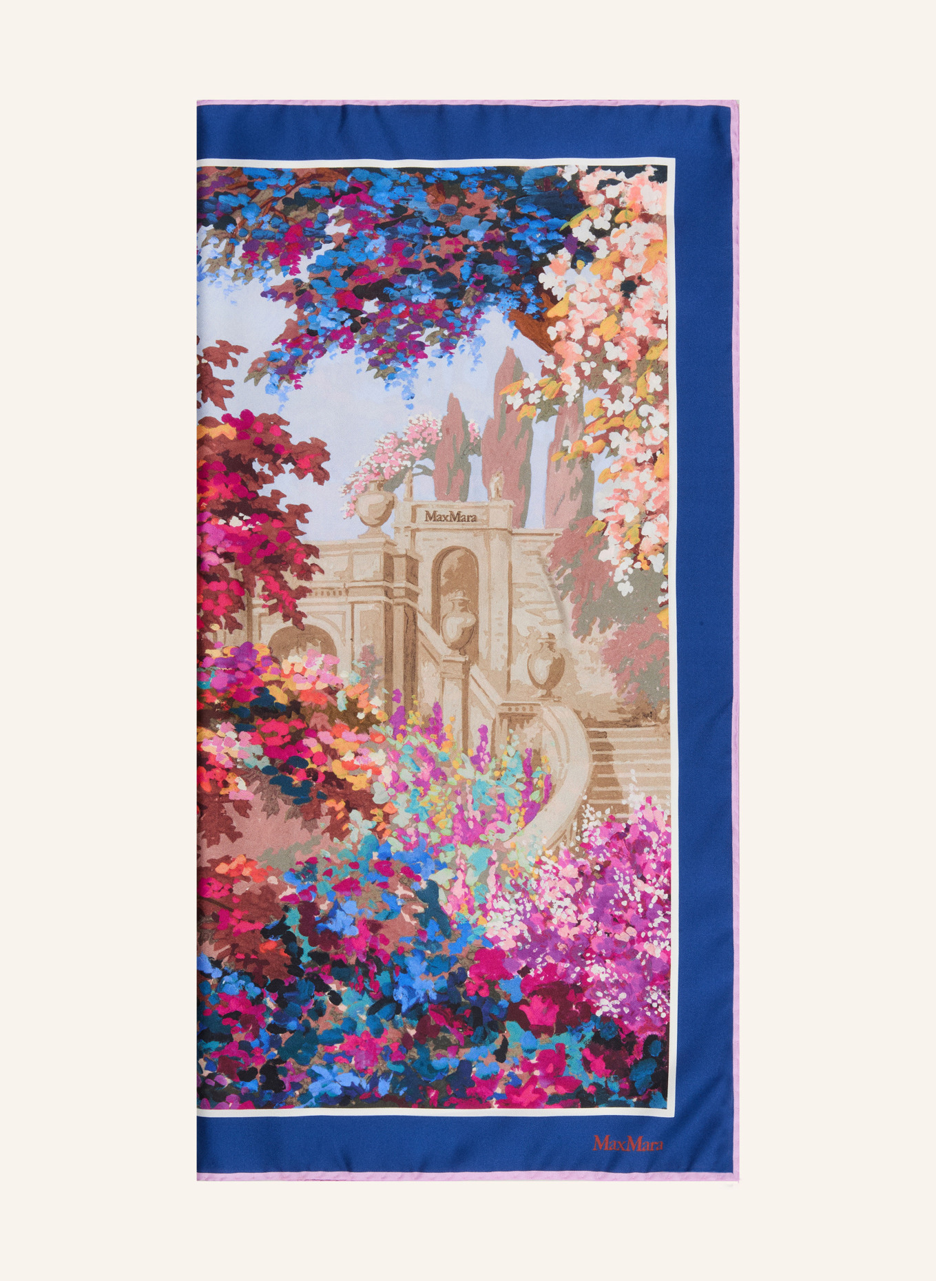 Max Mara Tuch PAPPA aus Seide: FUCHSIA / BEIGE / DUNKELBLAU
