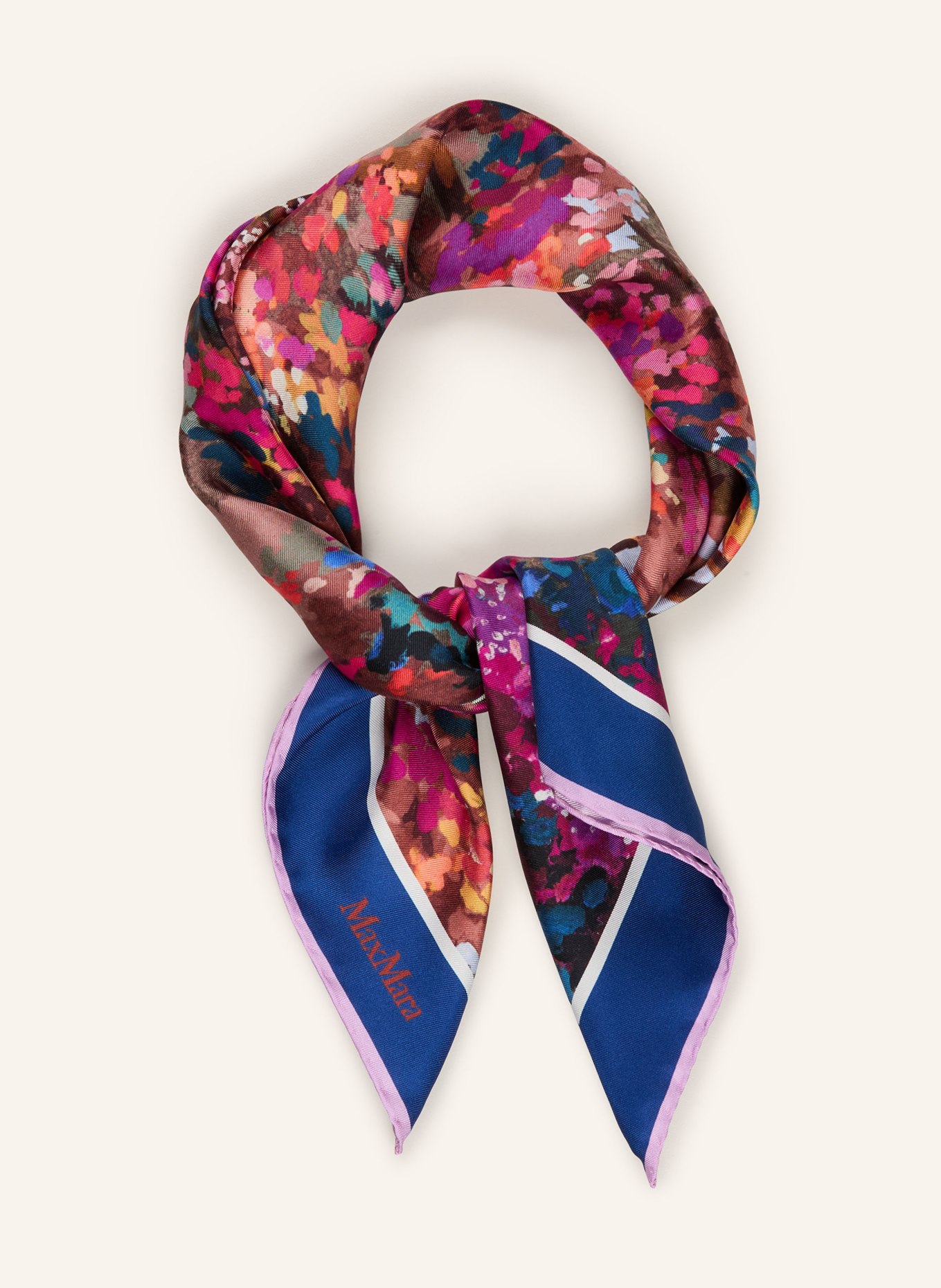 Max Mara Tuch PAPPA aus Seide: FUCHSIA / BEIGE / DUNKELBLAU