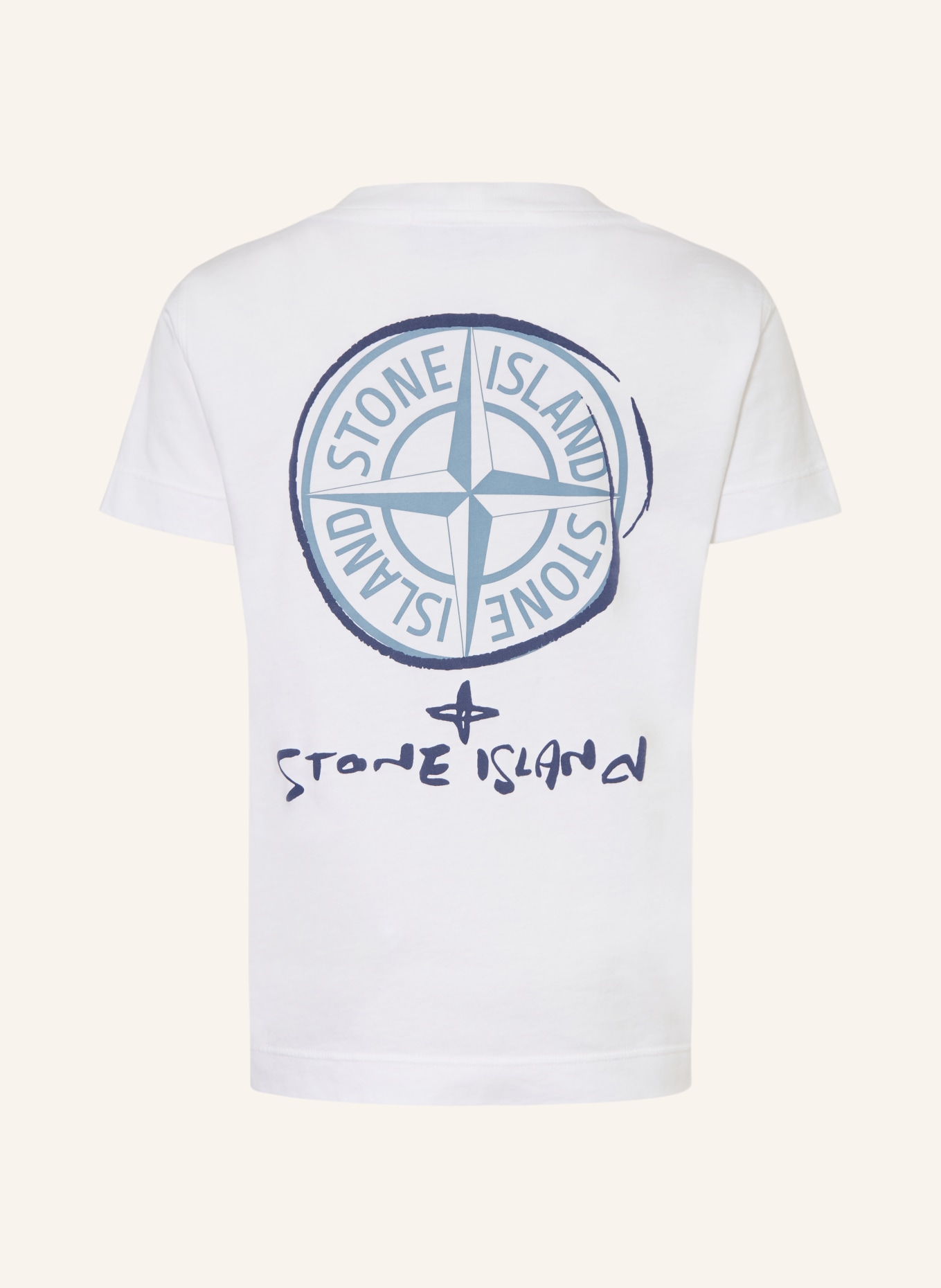 STONE ISLAND JUNIOR T-Shirt: WEISS / BLAUGRAU / DUNKELBLAU