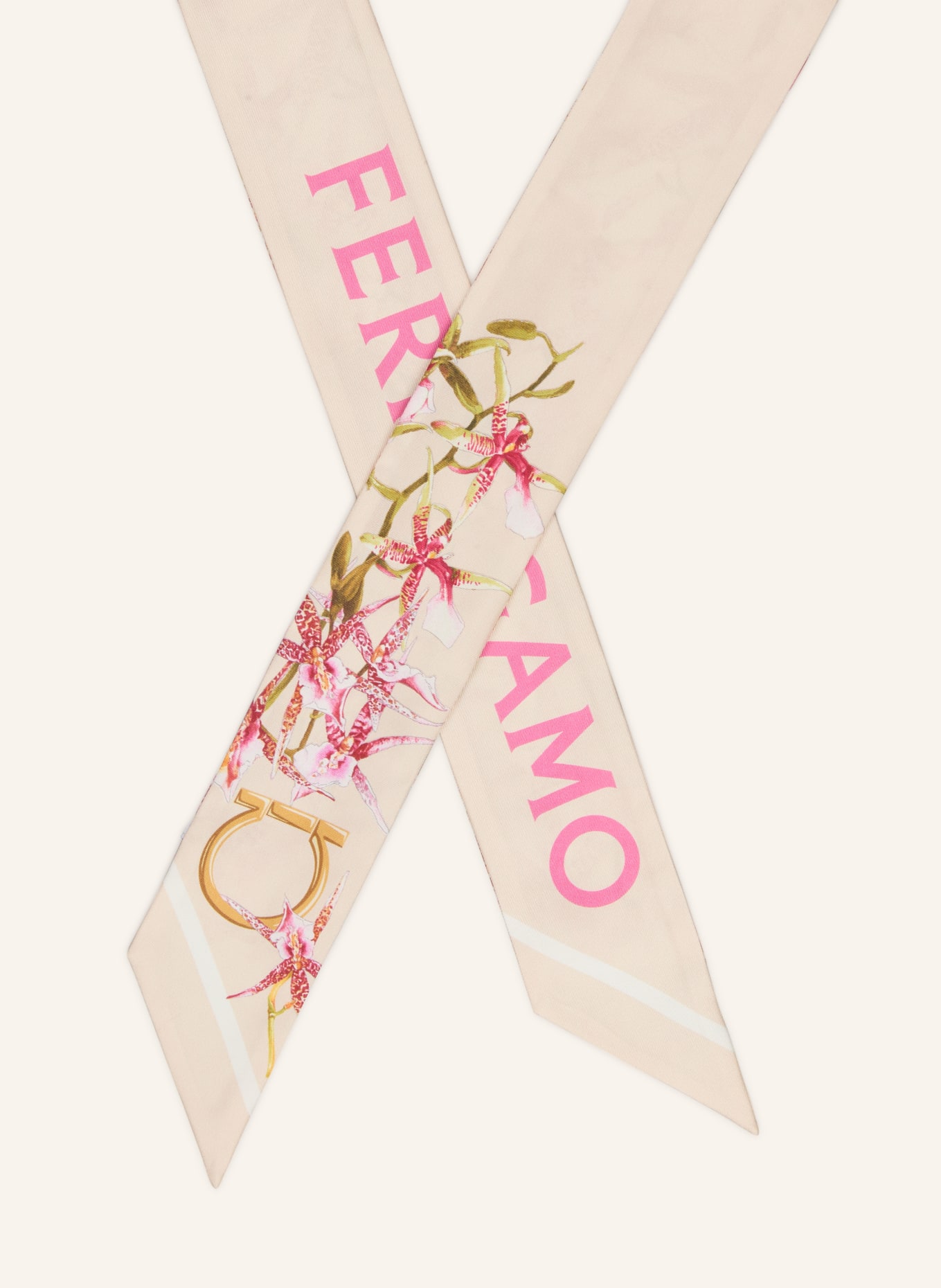 FERRAGAMO Seidenschal: BEIGE / PINK / OLIV