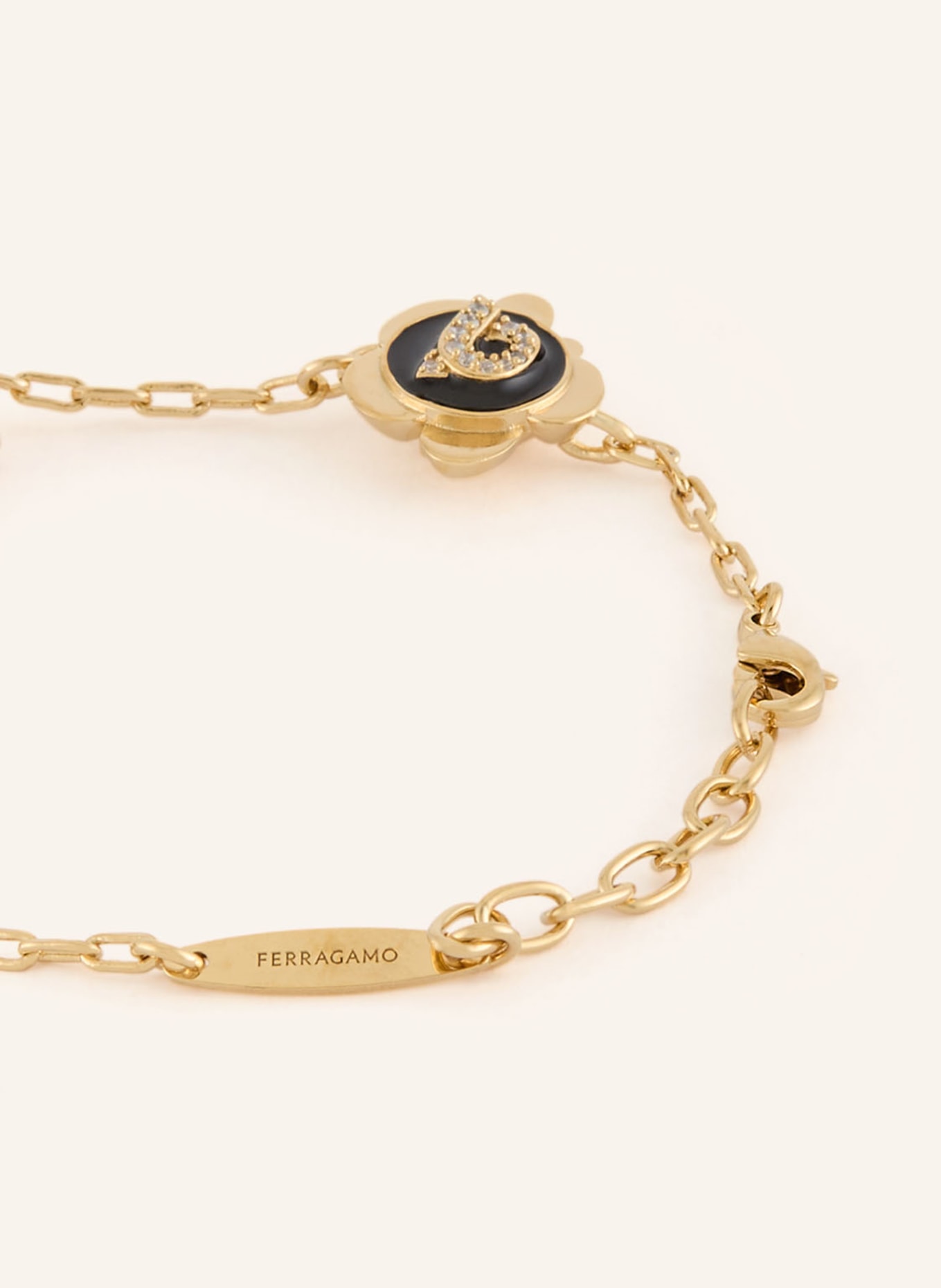 FERRAGAMO Armband GANCINI: GOLD / WEISS / SCHWARZ
