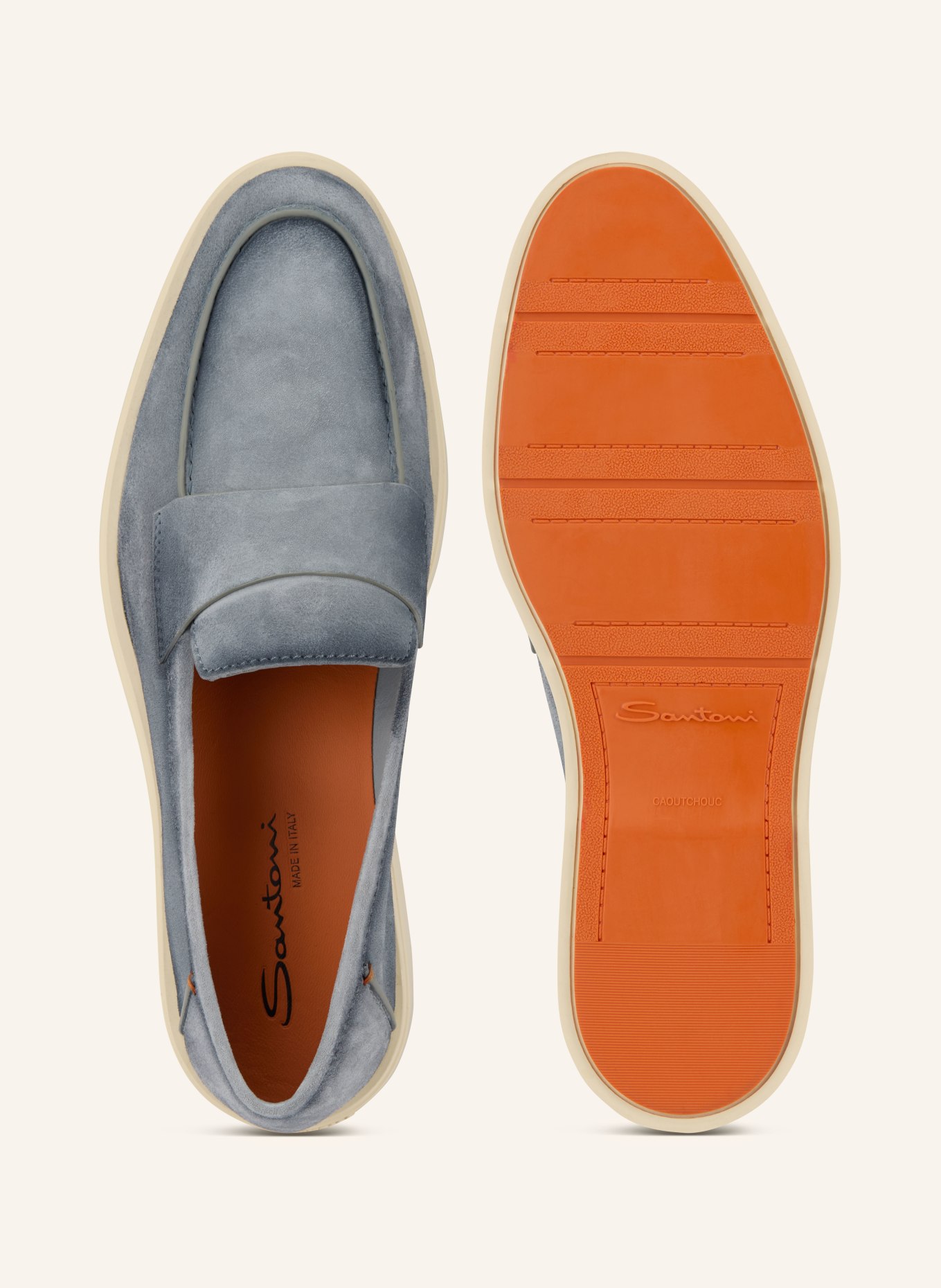 Santoni REVOLVE loafers: BLUE GRAY / ORANGE