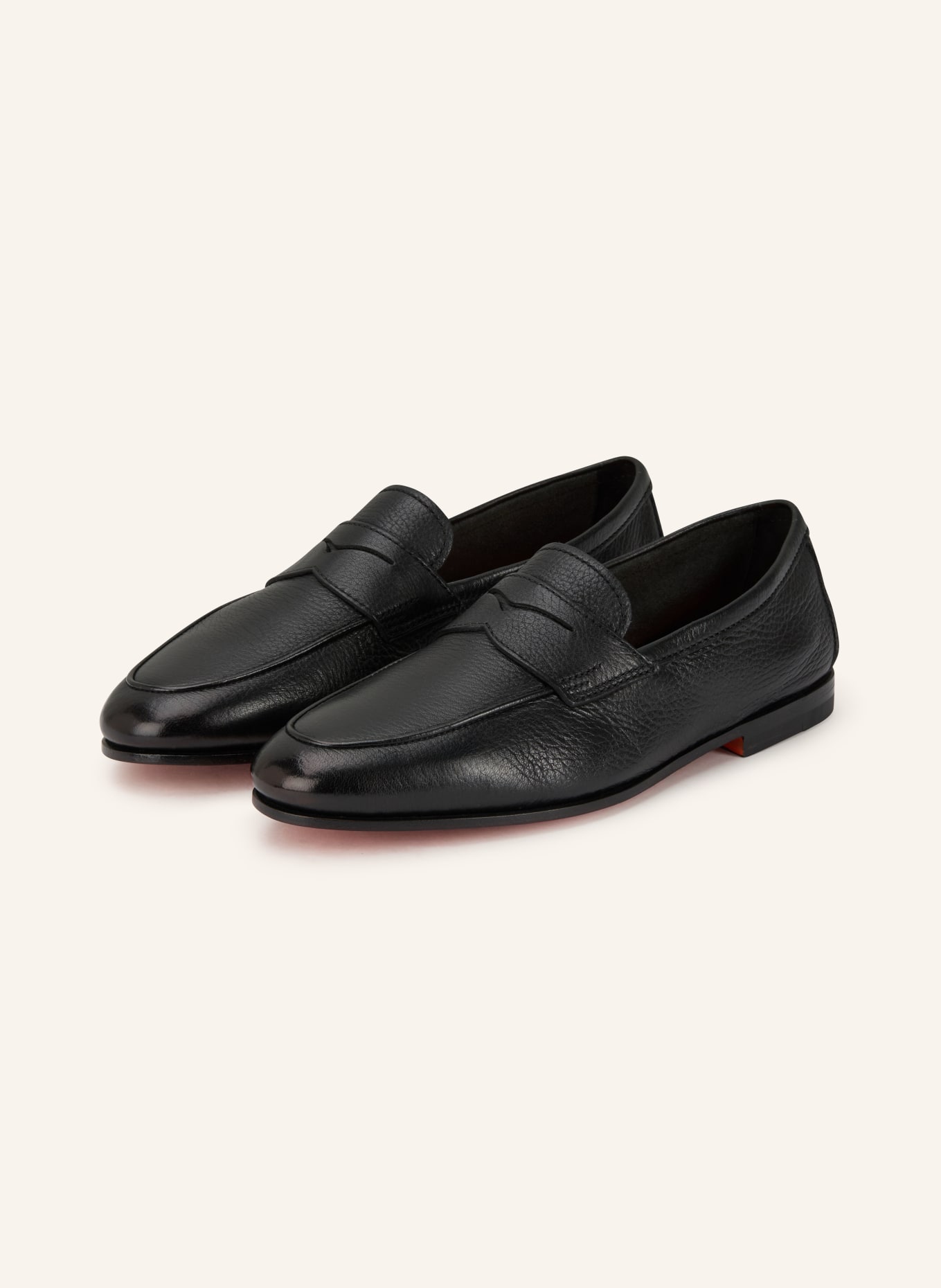 Santoni Penny-Loafer CARLOS: SCHWARZ / ORANGE