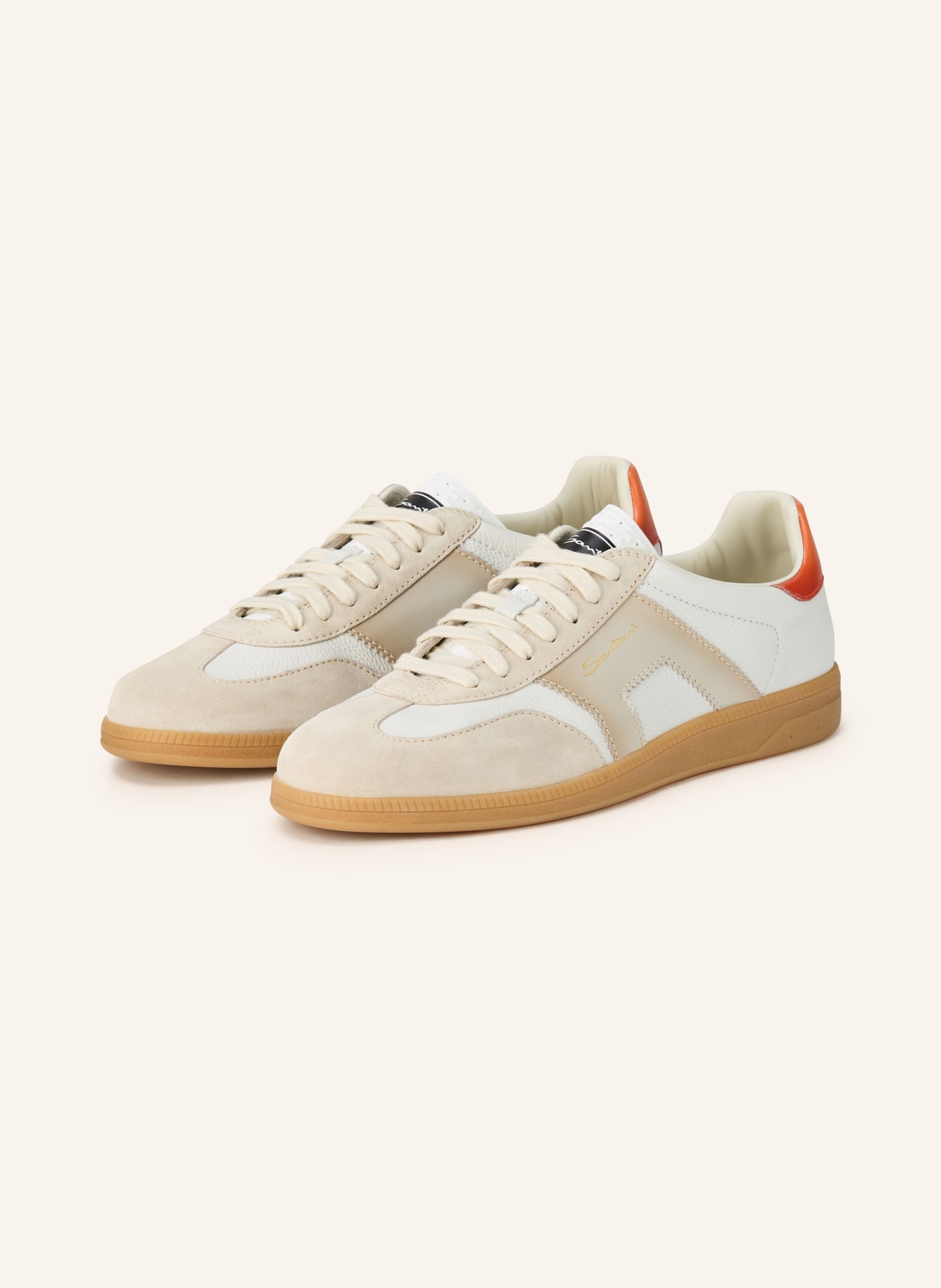 Santoni OLYMPIC sneakers: WHITE / BEIGE / ORANGE