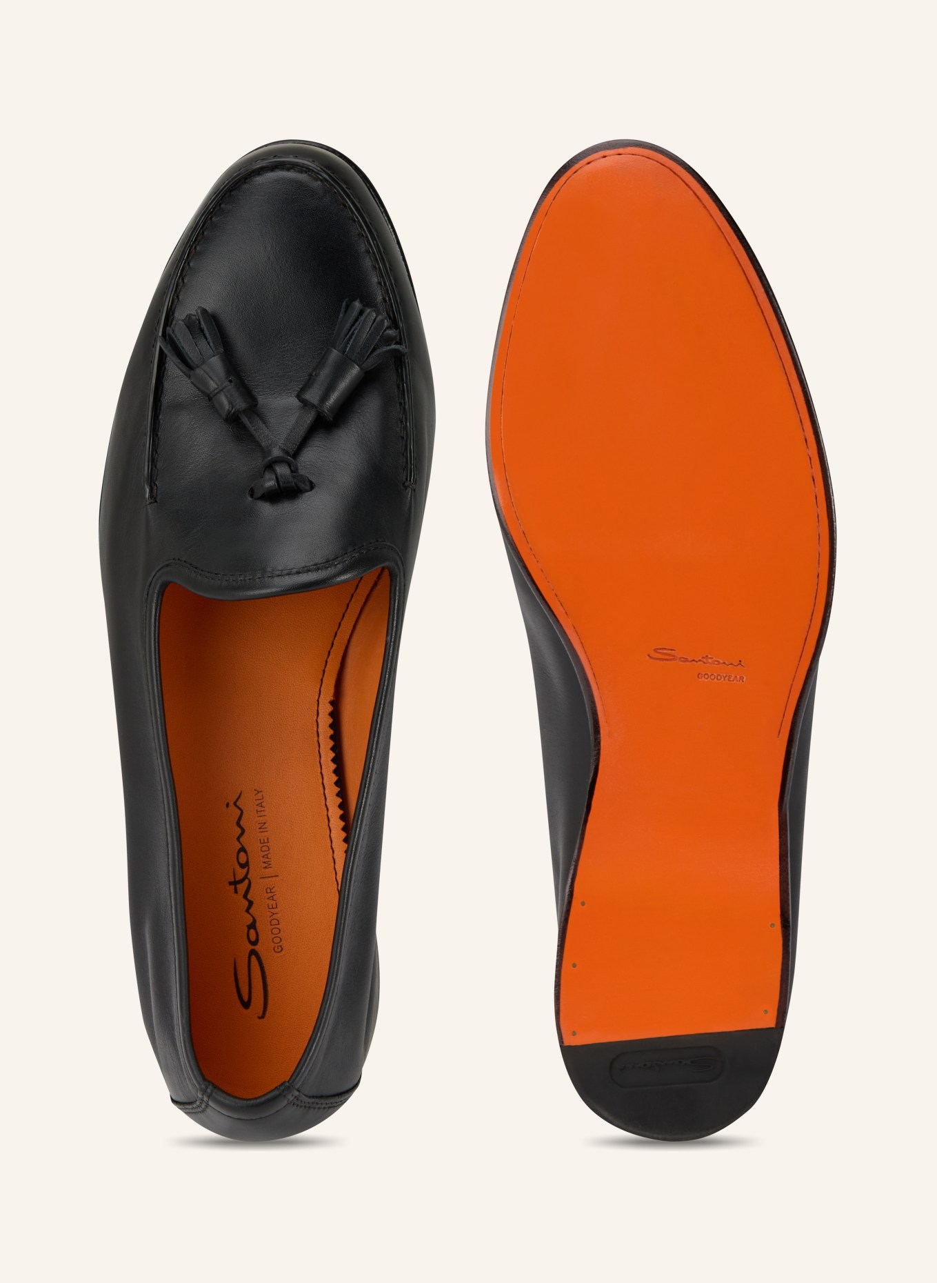 Santoni Sliper ANDREA: CZARNY / POMARAŃCZOWY