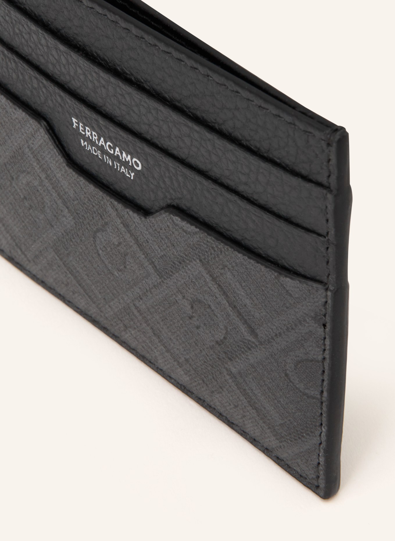 FERRAGAMO Kartenetui: DUNKELGRAU / GRAU