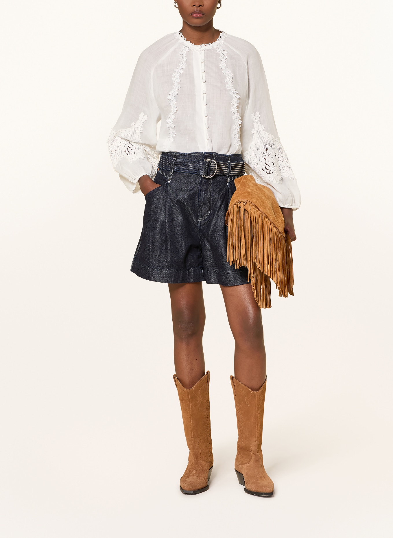 MRS & HUGS Bluse mit Spitze: WEISS