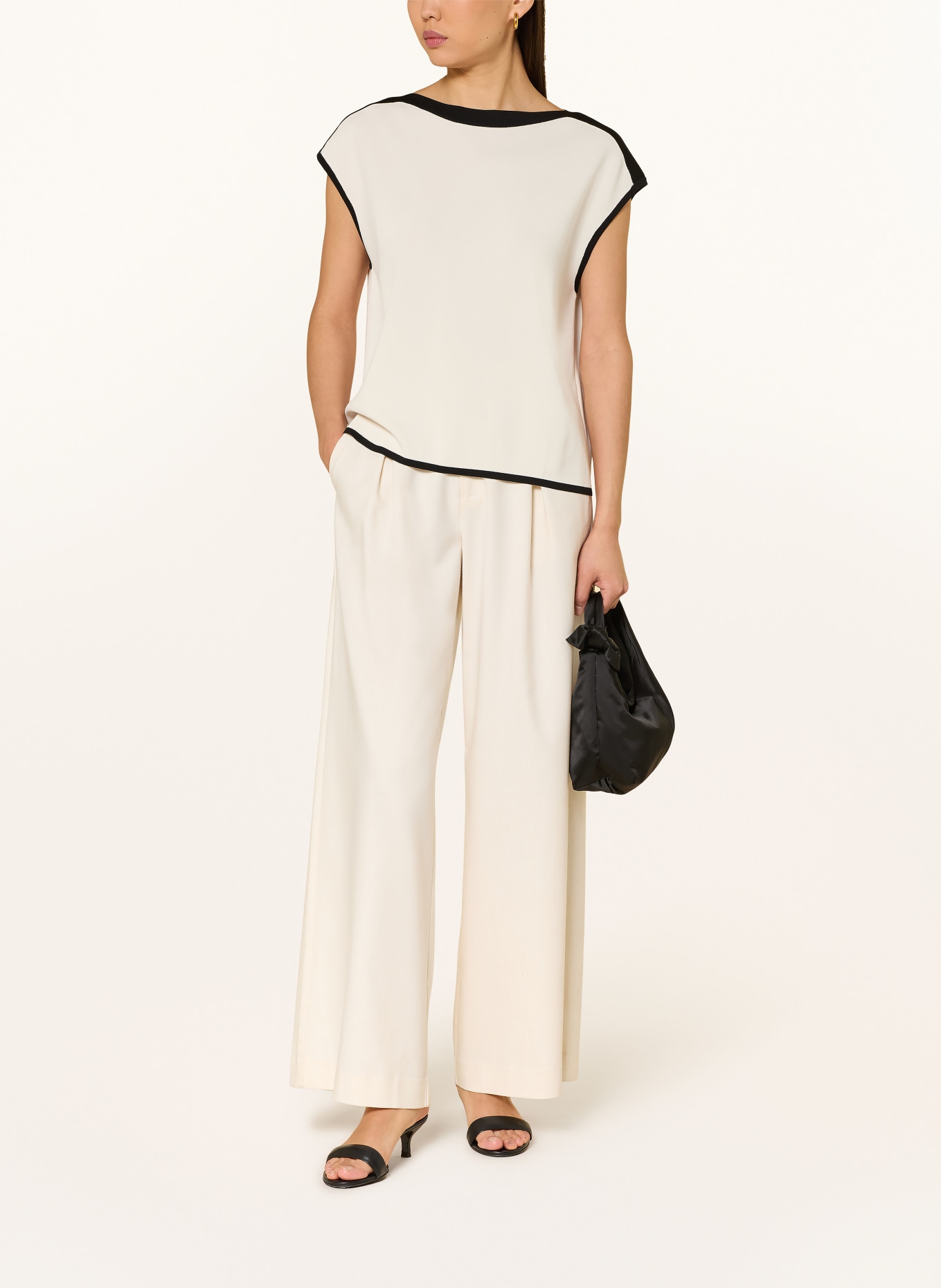 ELENA MIRO sleeveless sweater: ECRU / BLACK