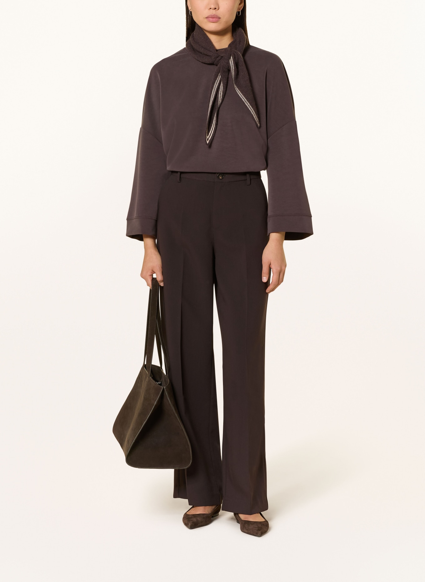 Rich & Royal Sweatshirt mit 3/4-Arm: DUNKELBRAUN