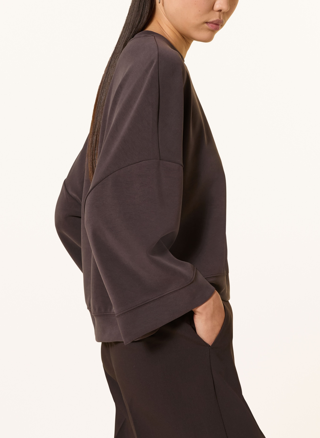 Rich & Royal Sweatshirt mit 3/4-Arm: DUNKELBRAUN