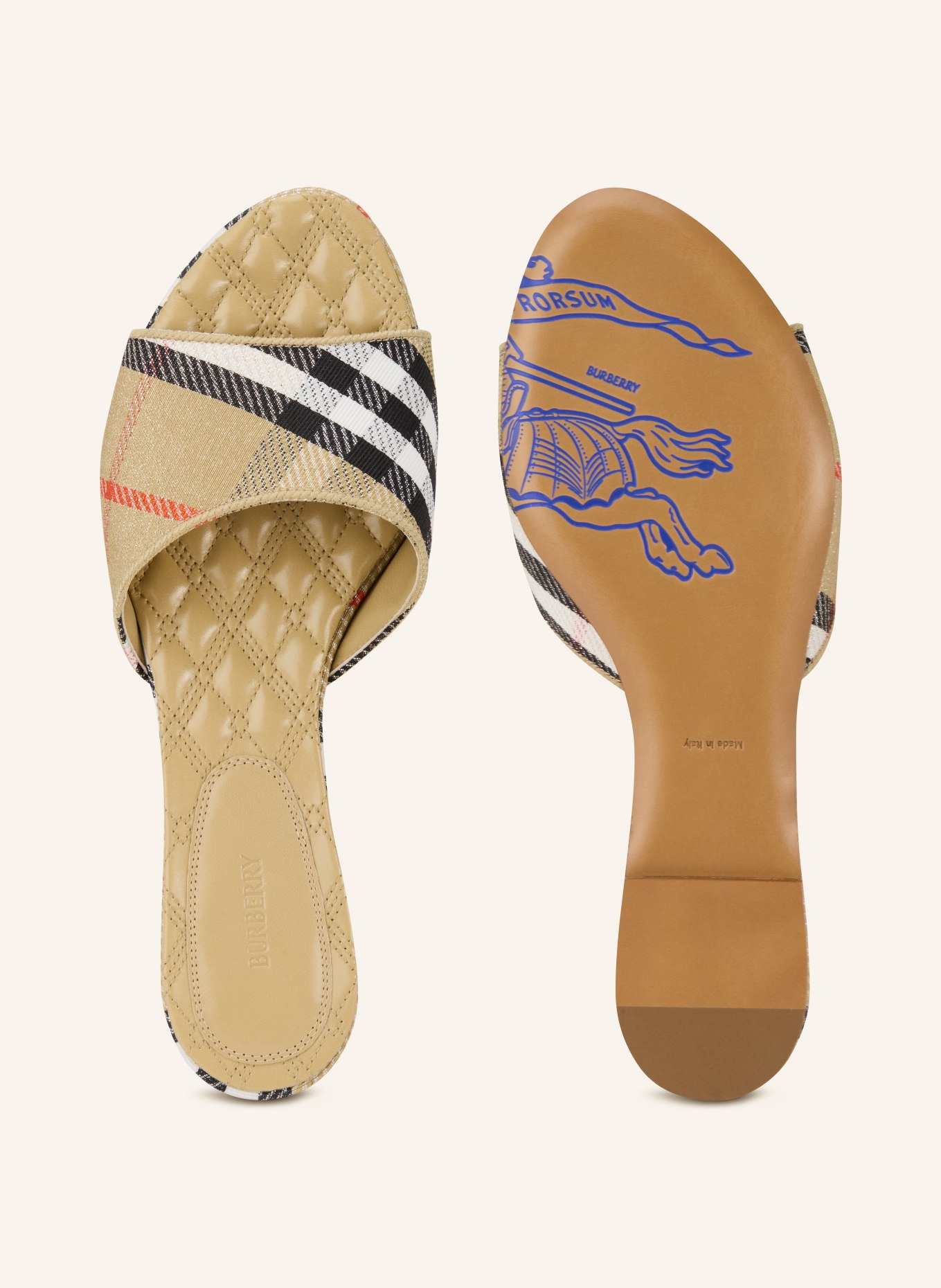 BURBERRY Pantofle SLOANE: VELBLOUDÍ / KRÉMOVÁ / ČERNÁ