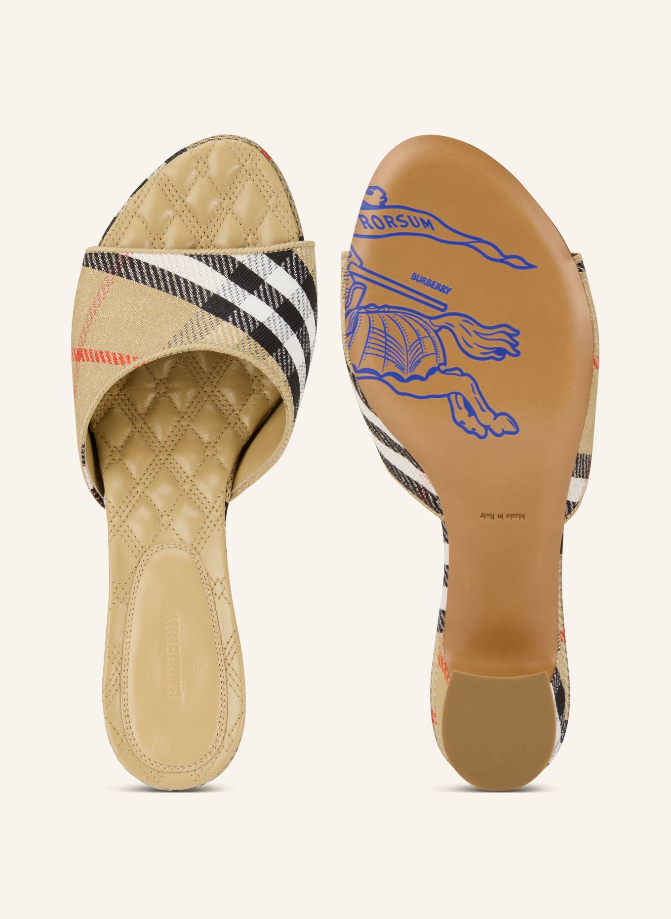 BURBERRY Pantofle SLOANE: VELBLOUDÍ / KRÉMOVÁ / ČERNÁ