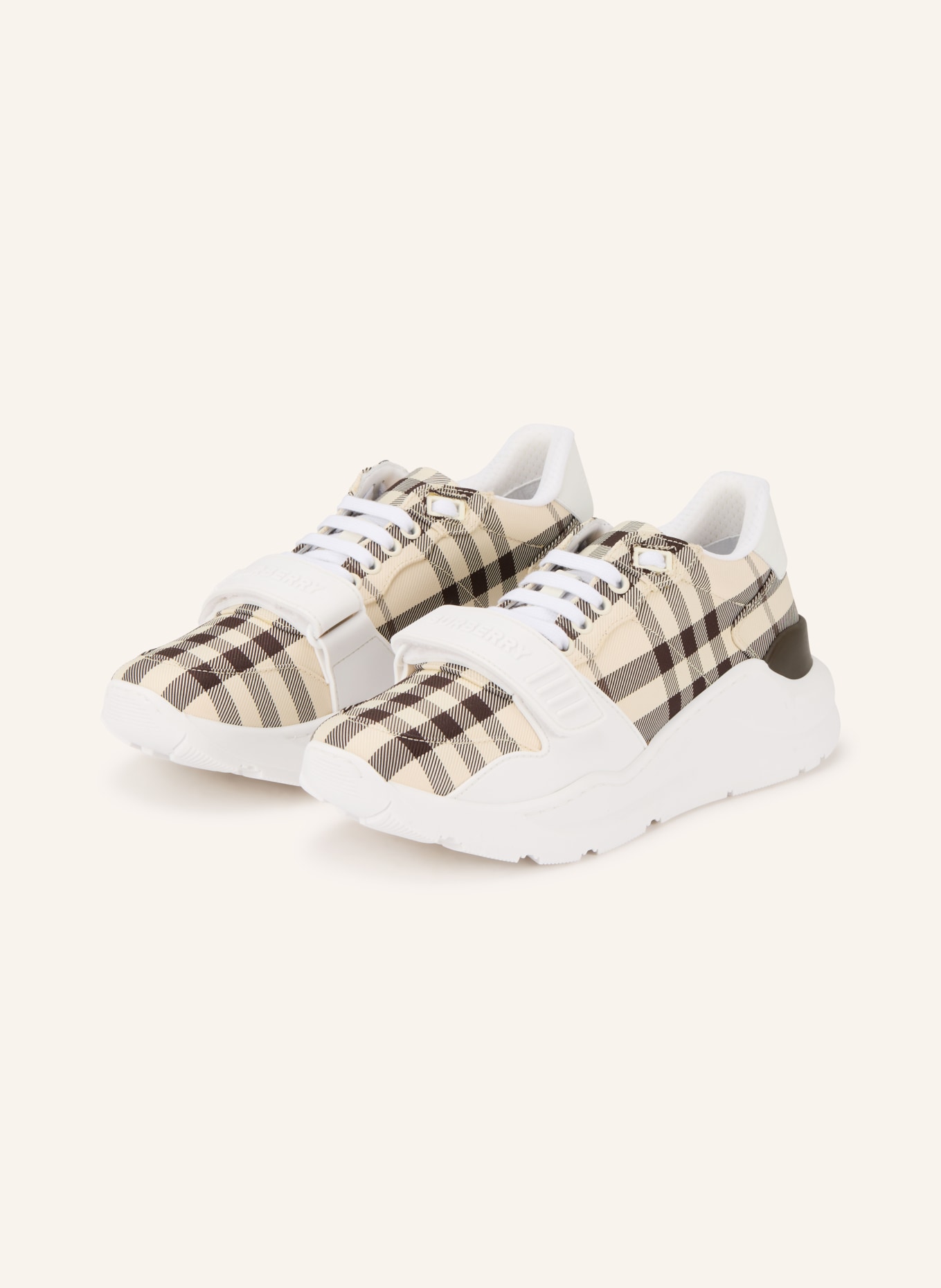BURBERRY Sneaker: WEISS / CREME / SCHWARZ