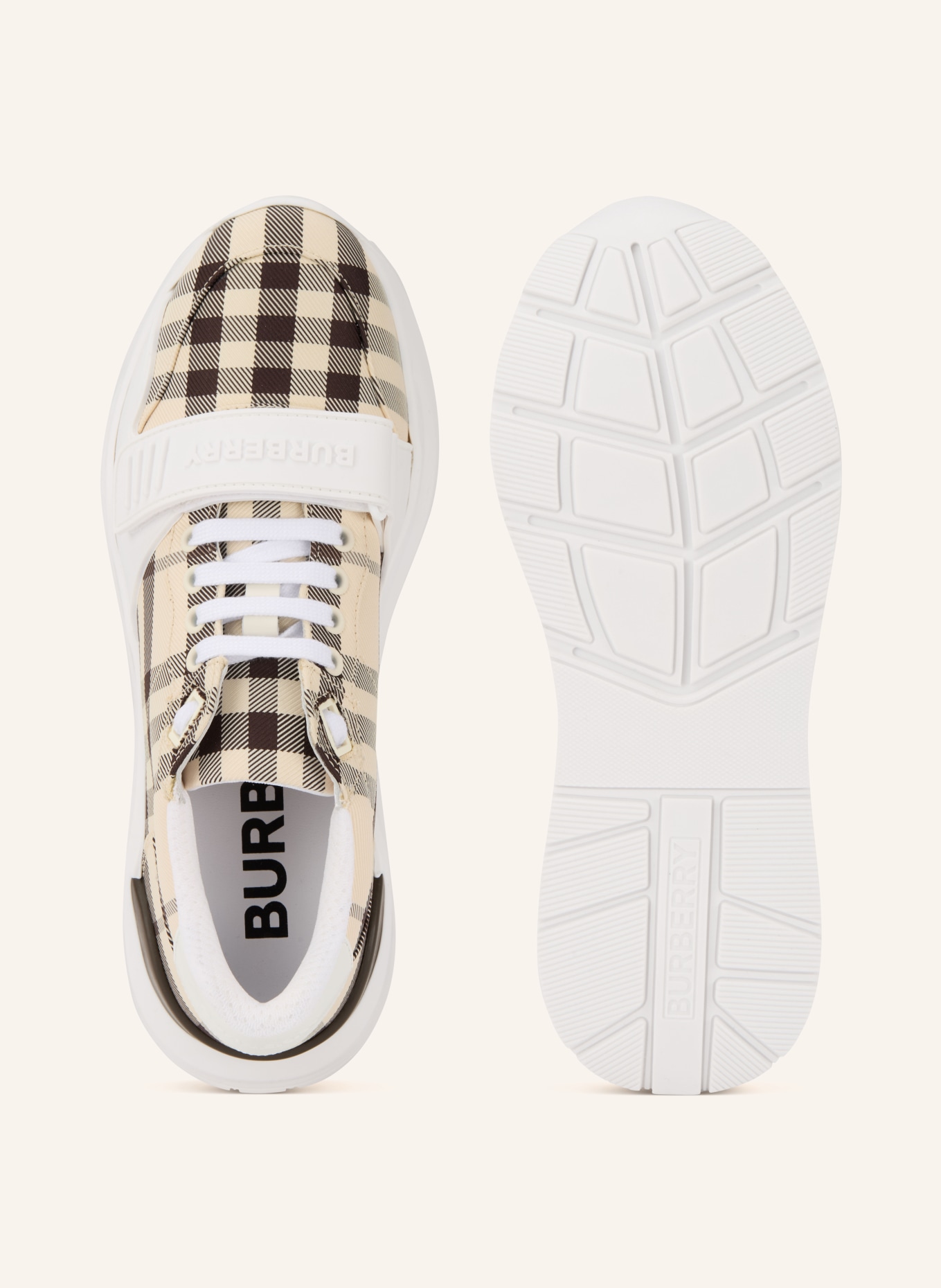 BURBERRY Sneaker: WEISS / CREME / SCHWARZ