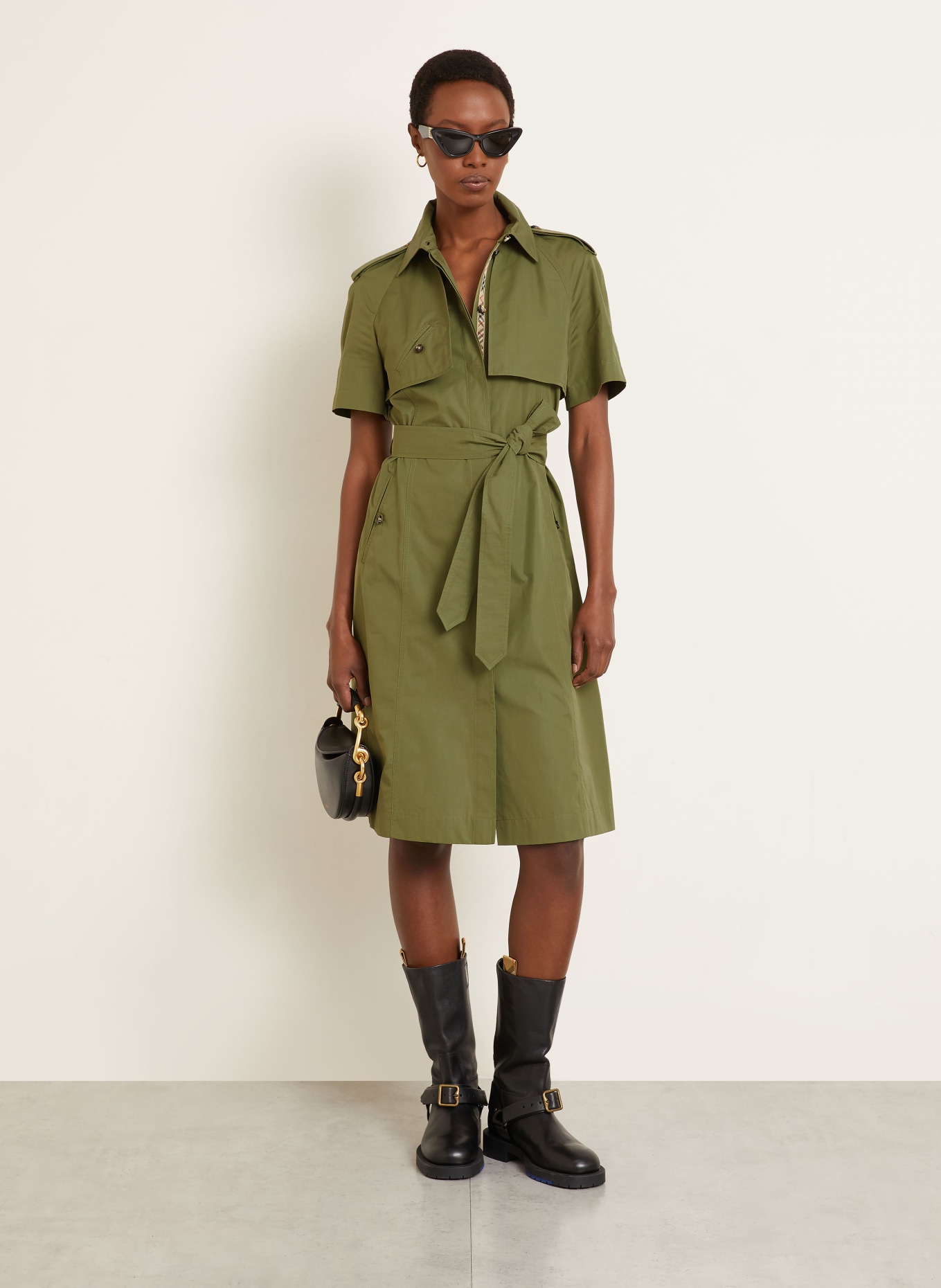BURBERRY MARINA shirt dress: OLIVE