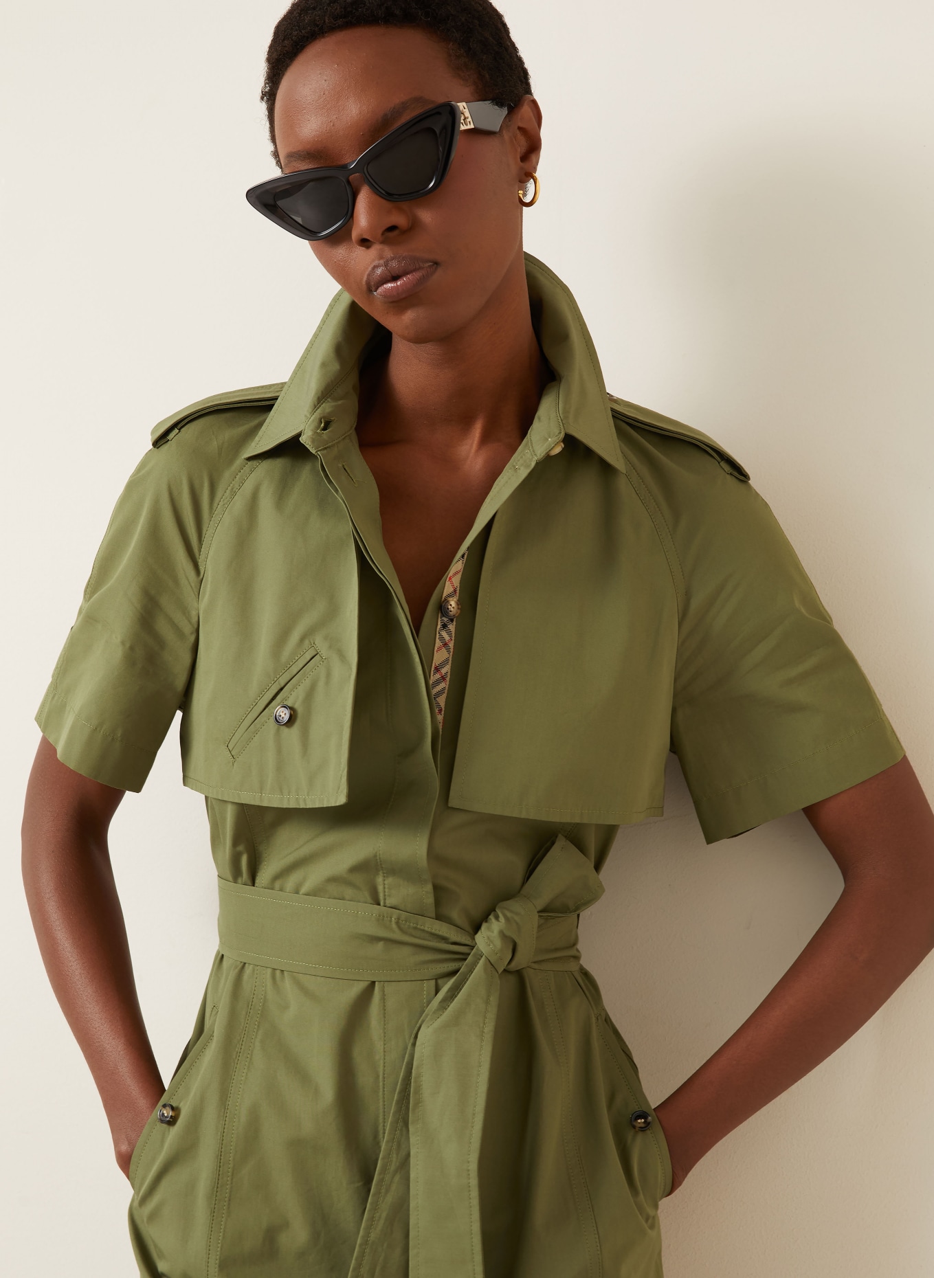 BURBERRY MARINA shirt dress: OLIVE