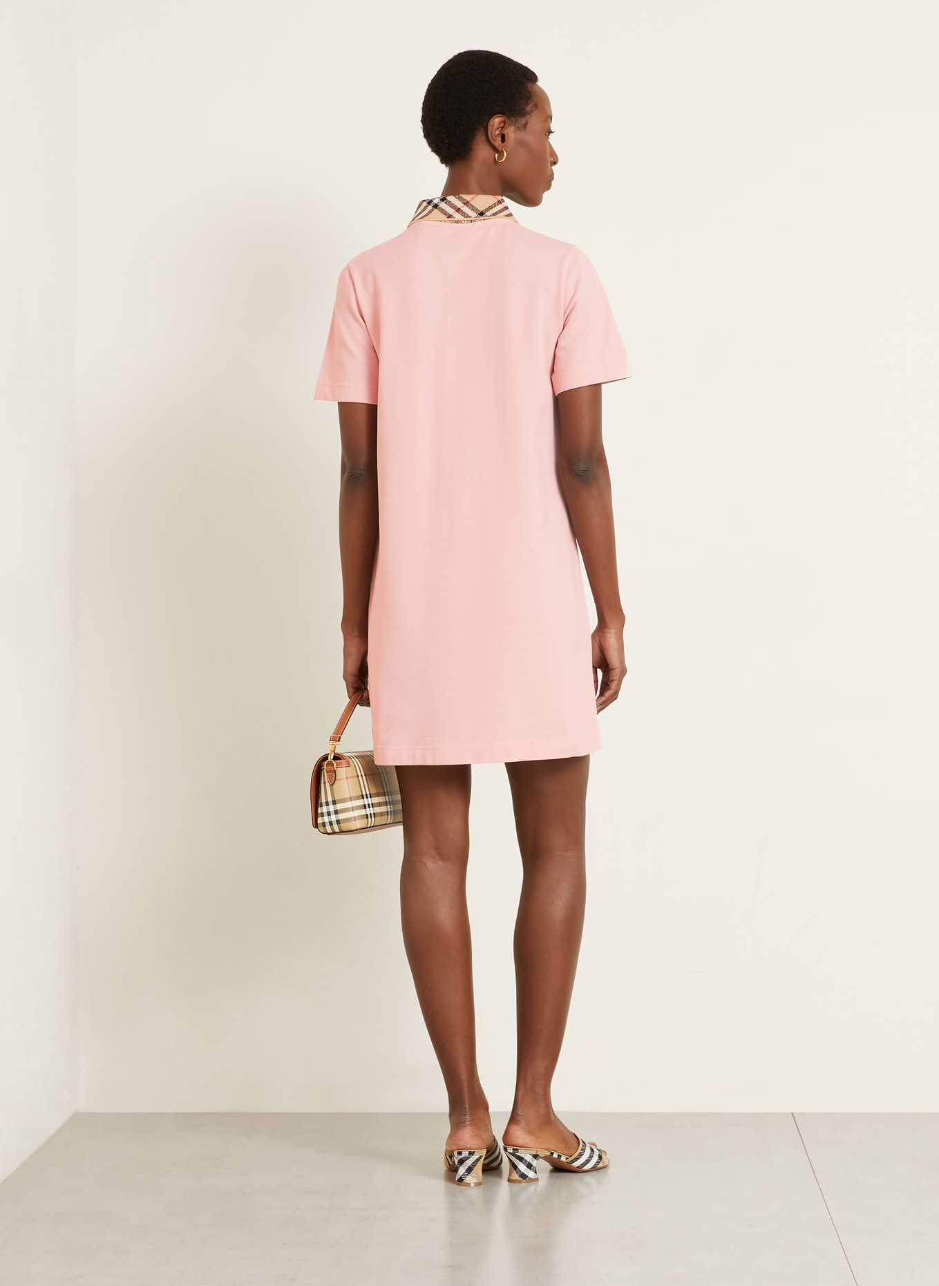 BURBERRY Piqué polo dress: ROSE / LIGHT BROWN / RED