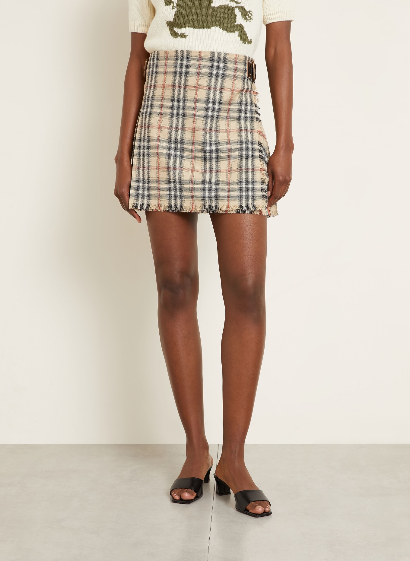 BURBERRY Wrap skirt SKYE: BEIGE / RED / BLACK