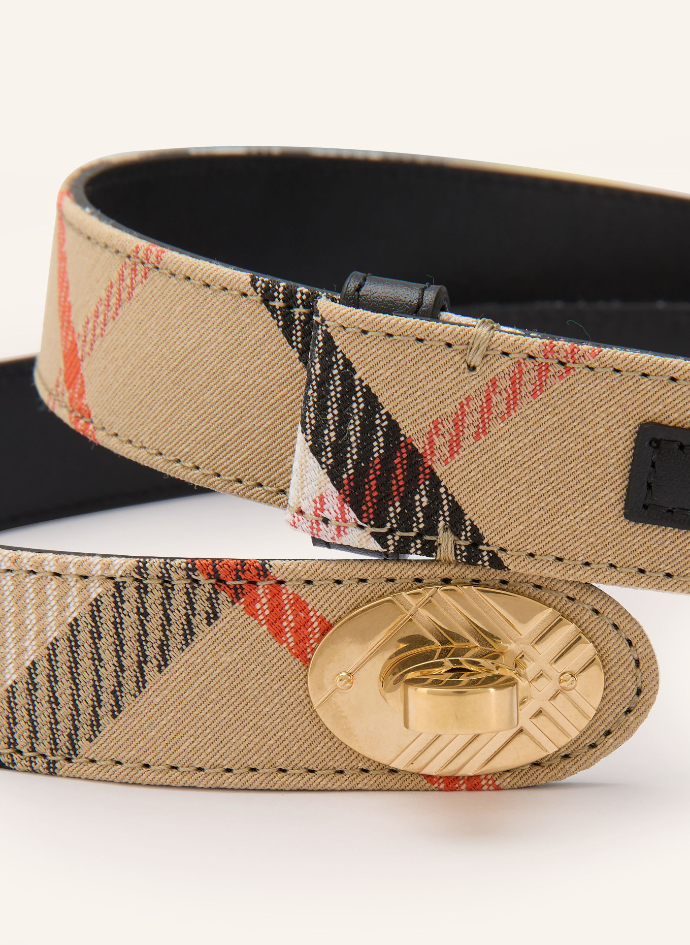 BURBERRY COTSWOLDS belt: BEIGE / RED / BLACK